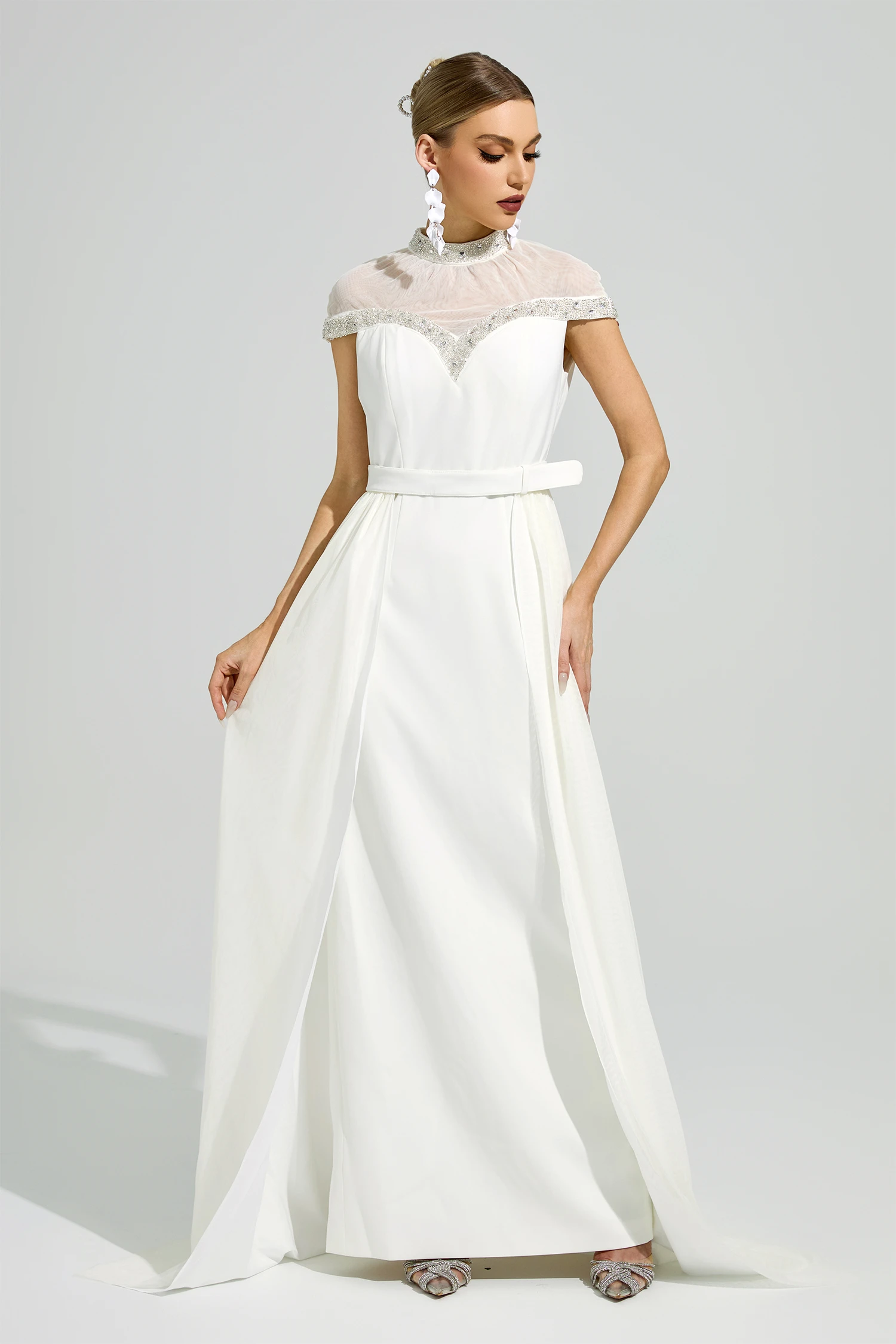 Curie White Wrap Maxi Dress