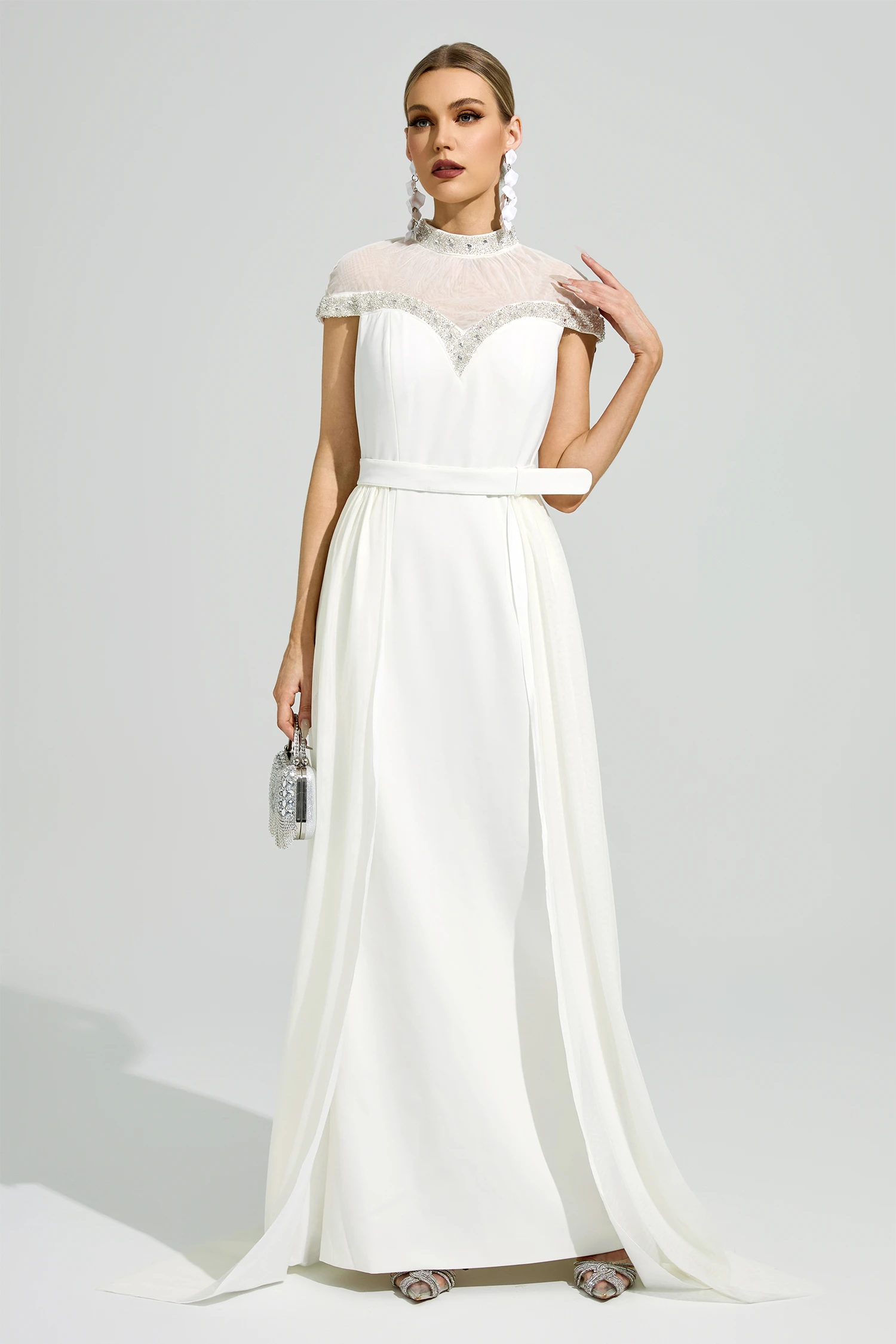 Curie White Wrap Maxi Dress