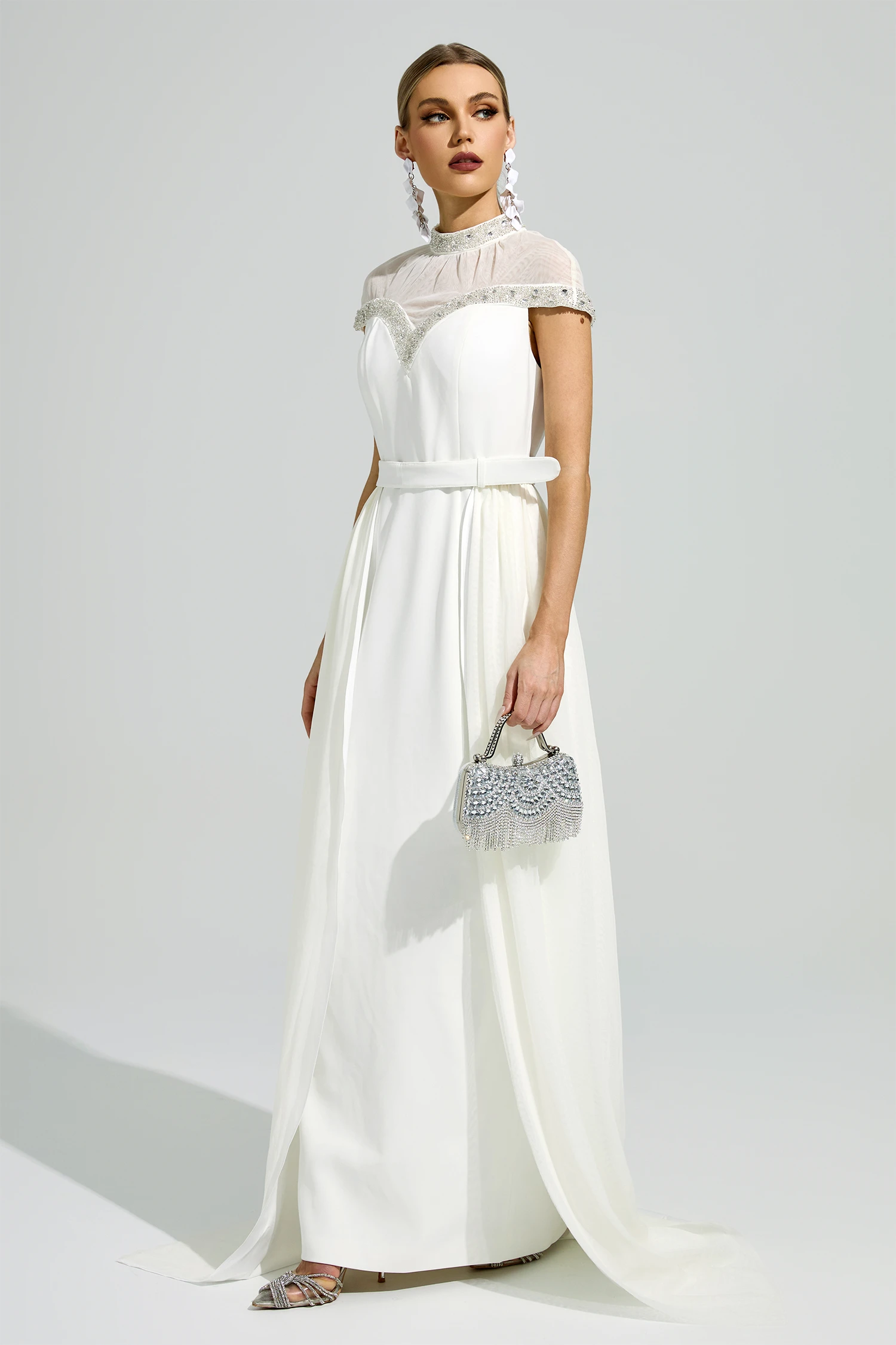 Curie White Wrap Maxi Dress