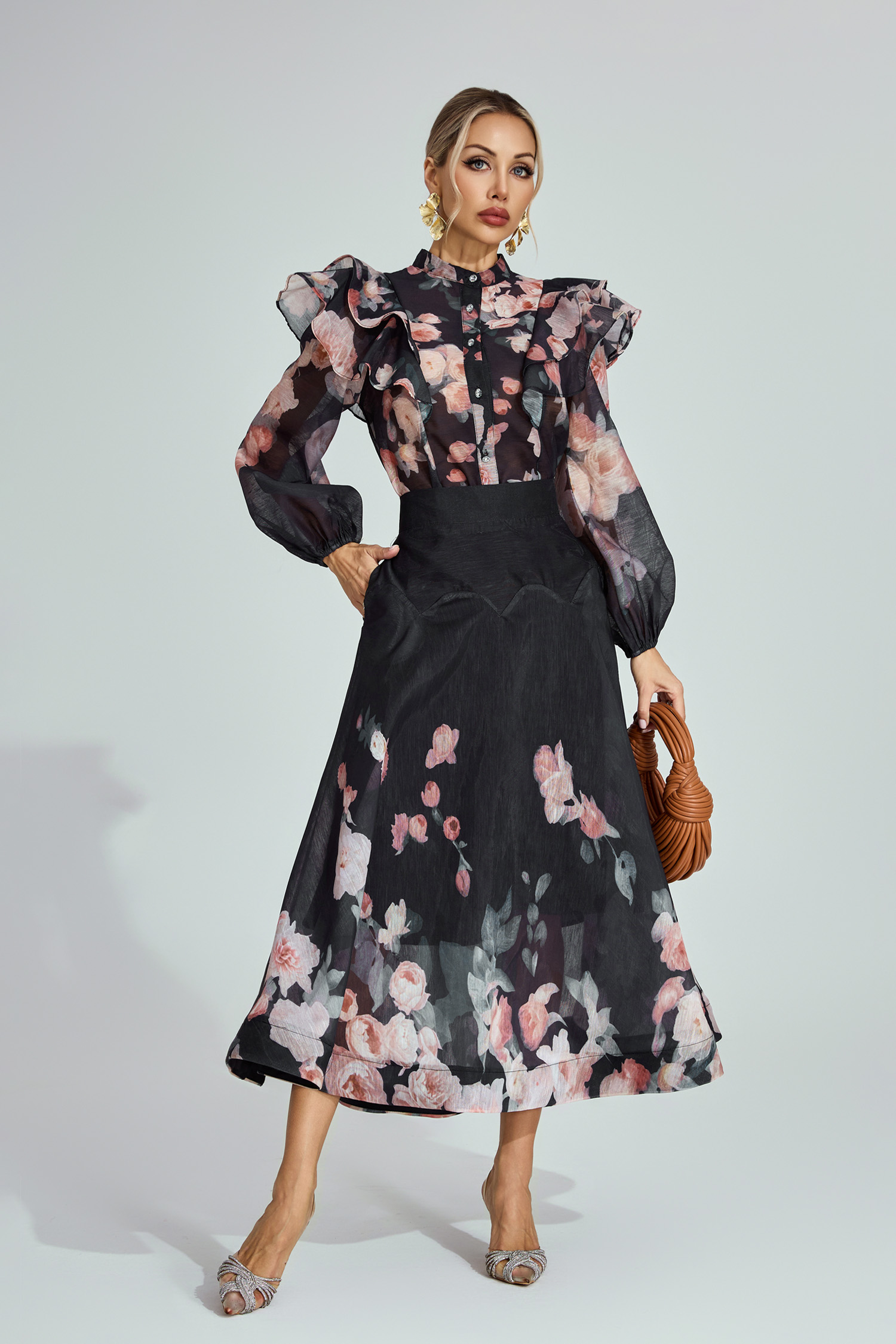 Cyril Black Floral Two - Piece Set