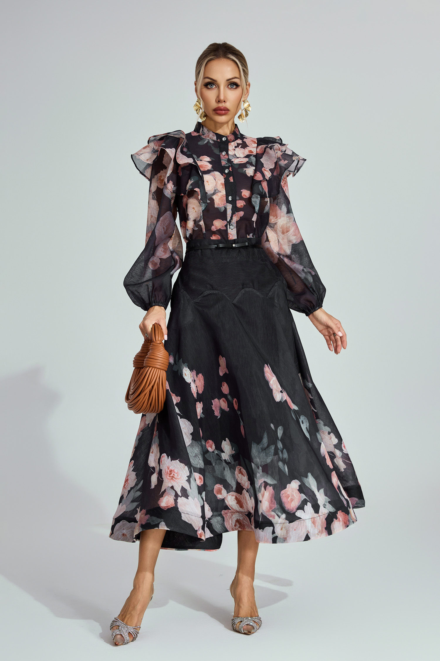 Cyril Black Floral Two - Piece Set
