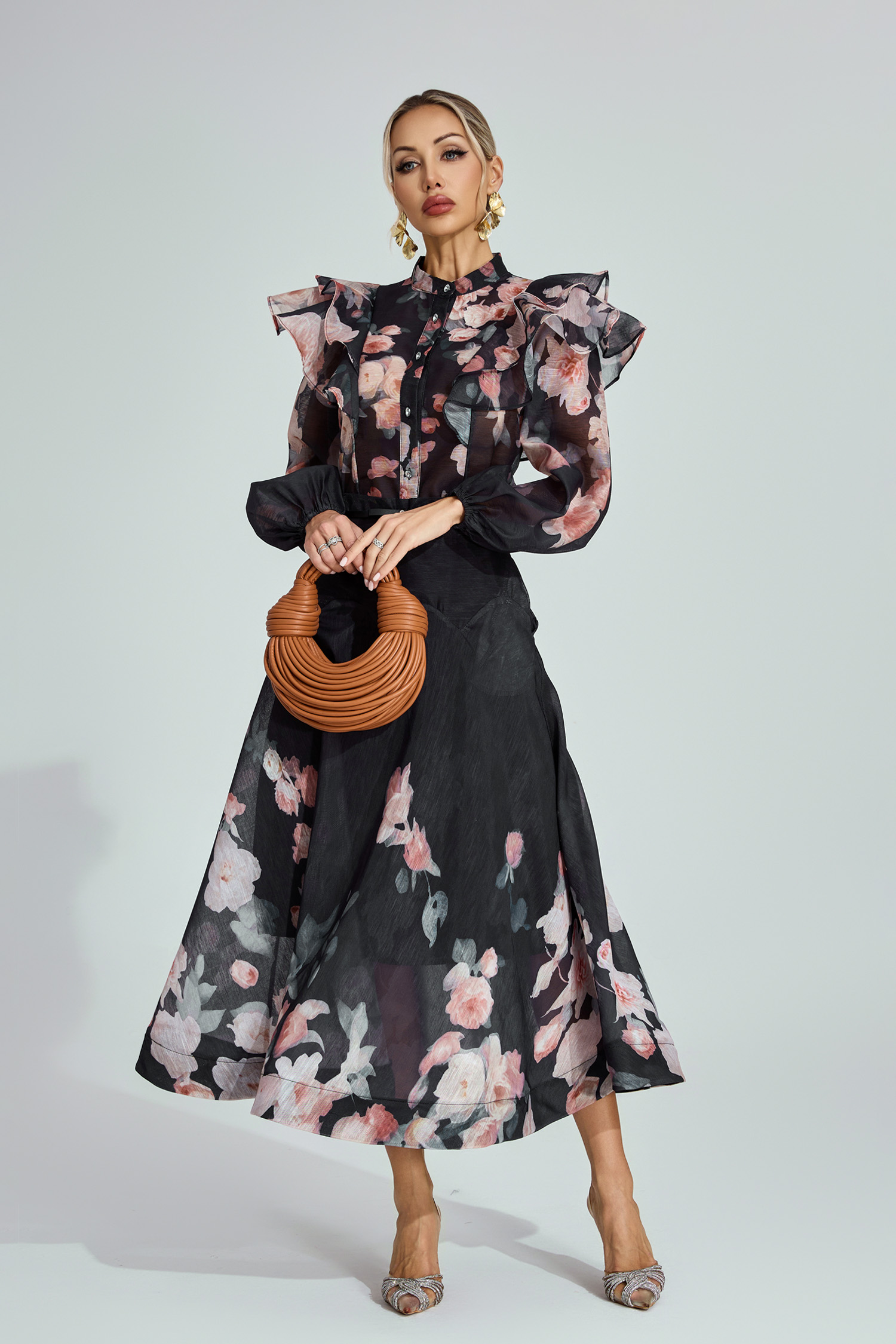 Cyril Black Floral Two - Piece Set
