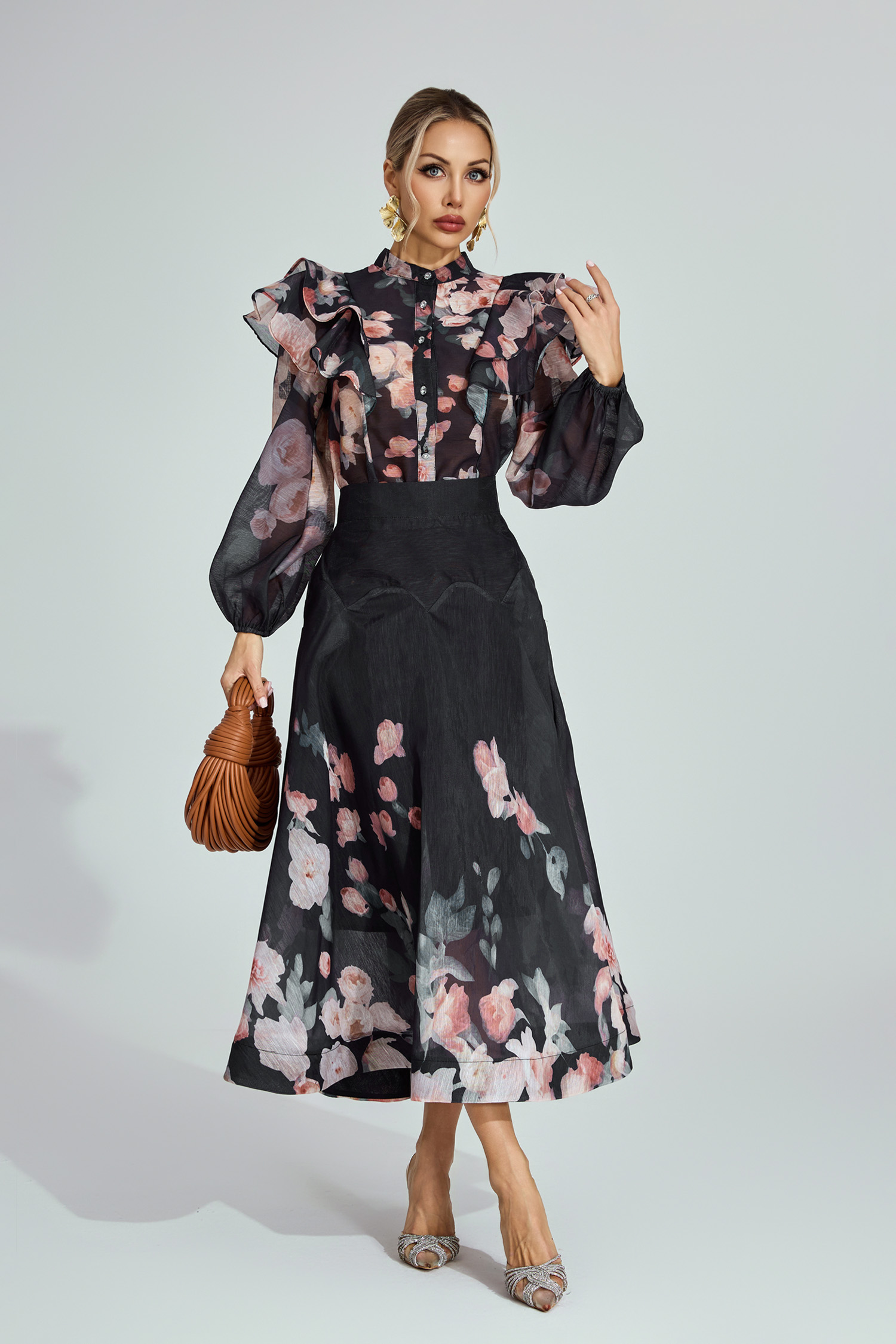 Cyril Black Floral Two - Piece Set