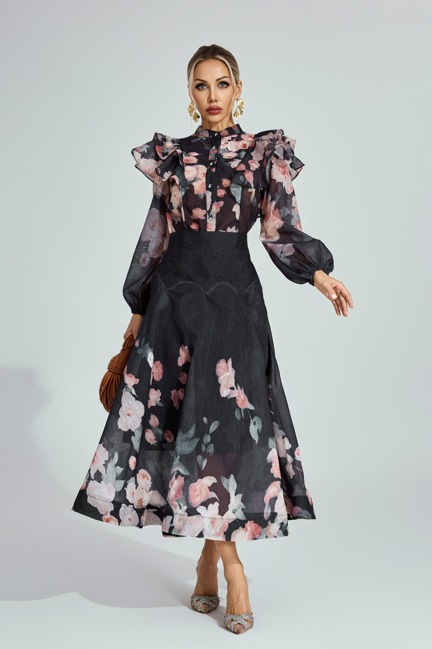 Cyril Black Floral Two - Piece Set