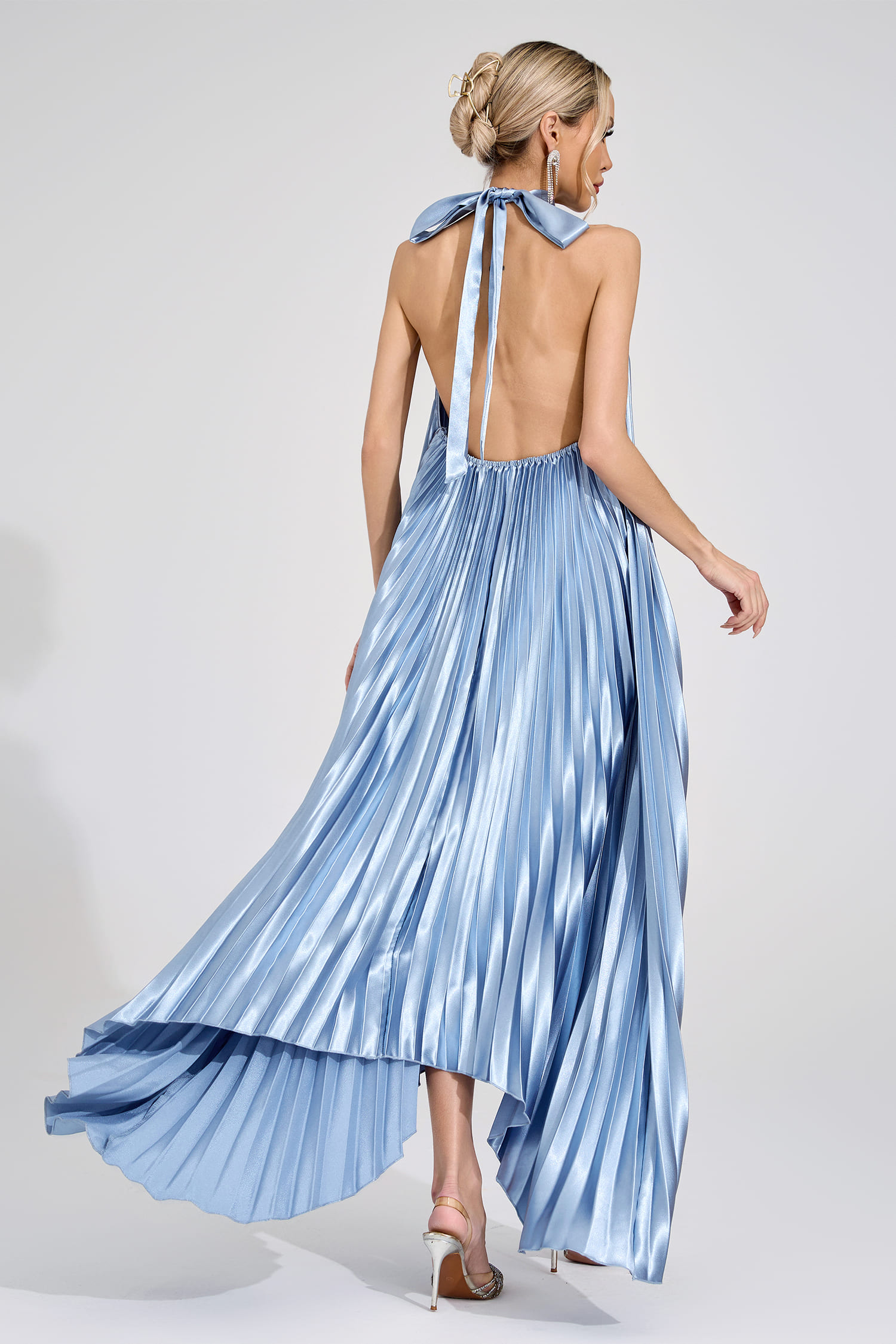 Dagny Silver Halter Maxi Dress