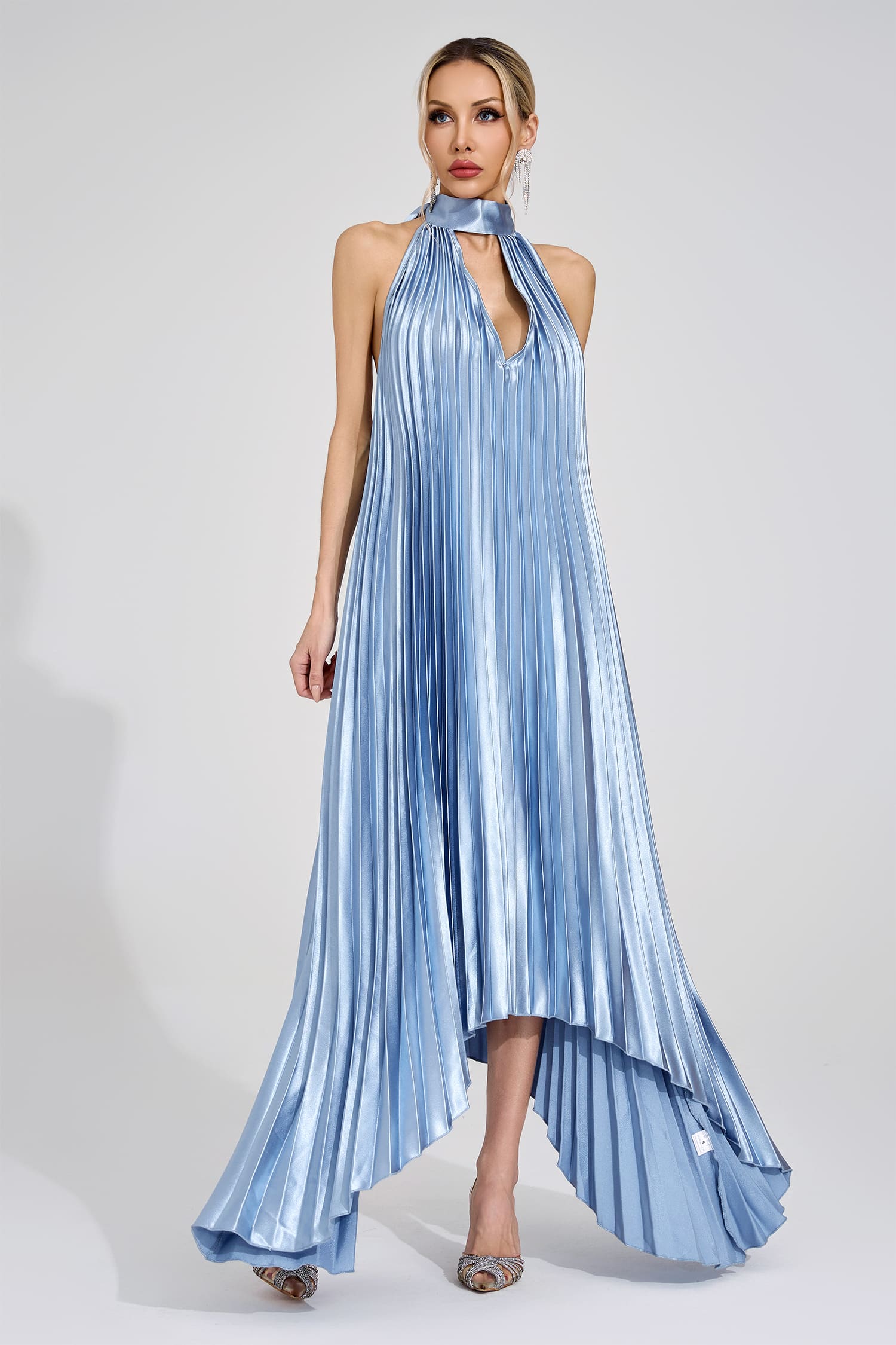 Dagny Silver Halter Maxi Dress
