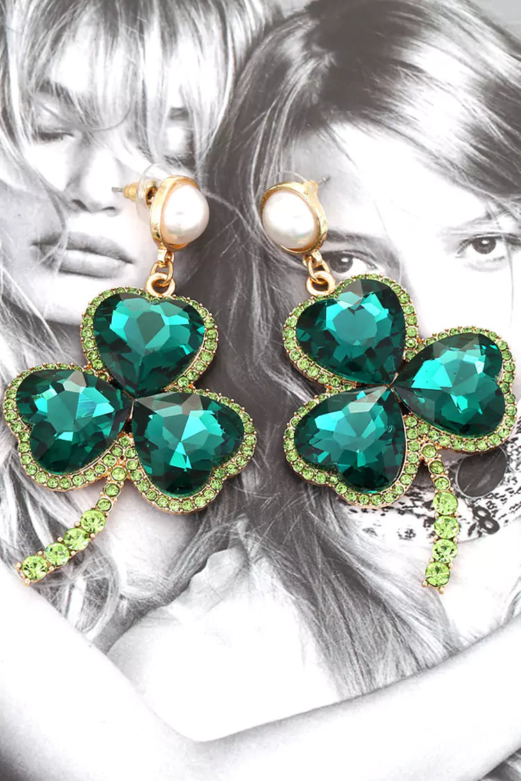 Dahlia Emerald Clover Earrings-CATCHALL