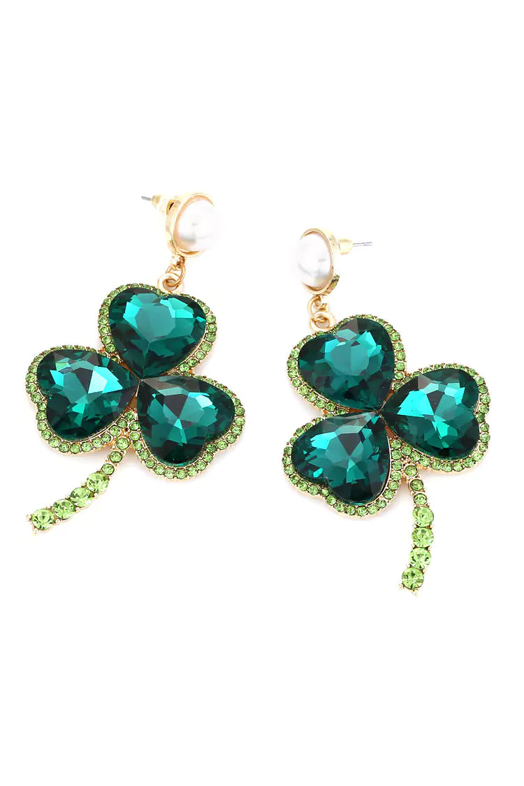 Dahlia Emerald Clover Earrings-CATCHALL