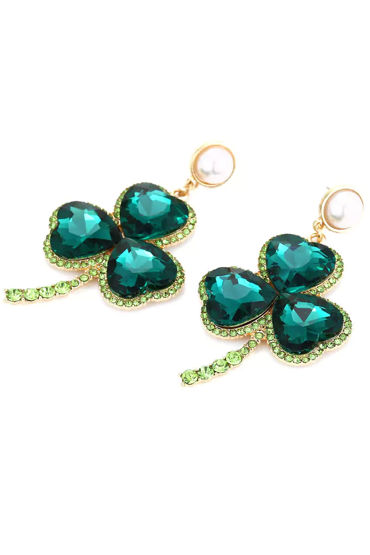 Dahlia Emerald Clover Earrings-CATCHALL