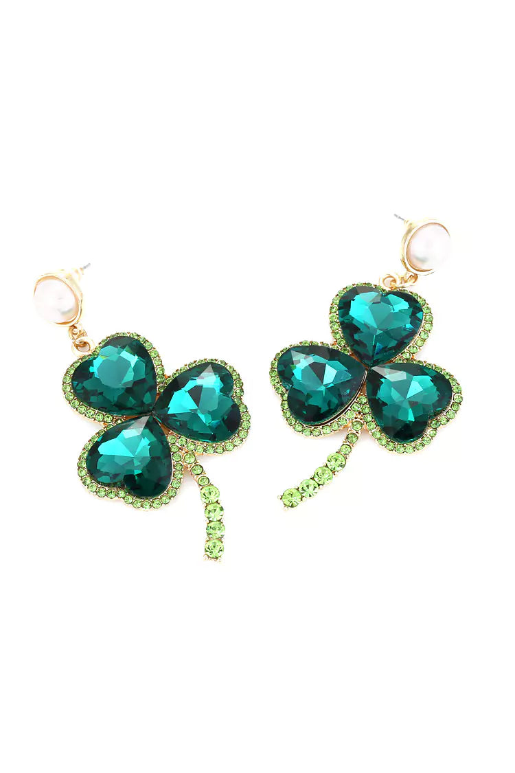 Dahlia Emerald Clover Earrings-CATCHALL