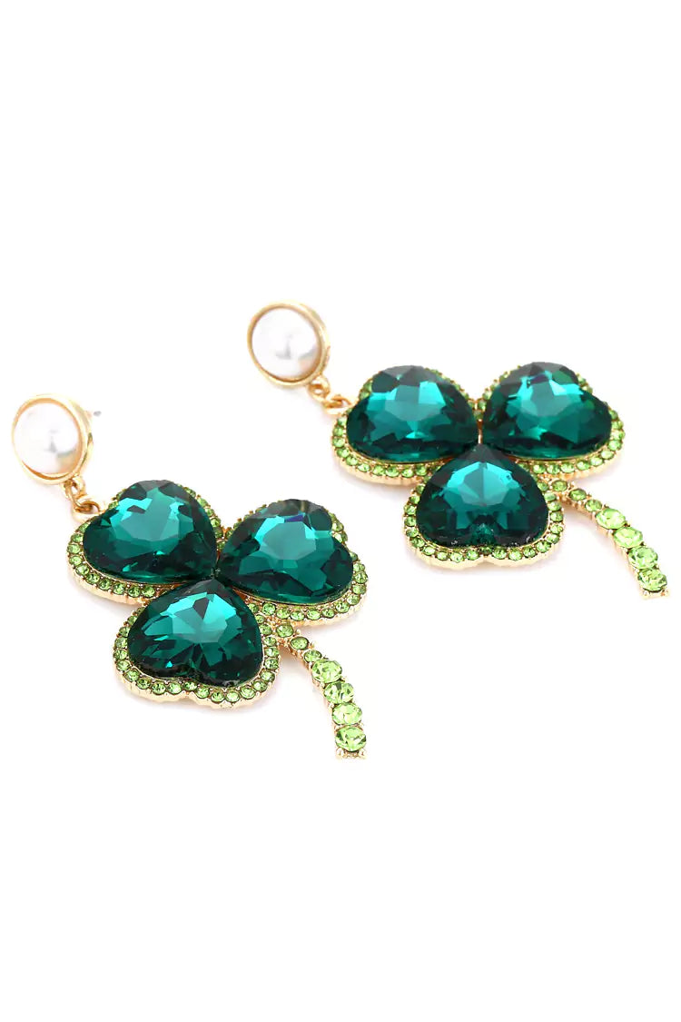 Dahlia Emerald Clover Earrings-CATCHALL