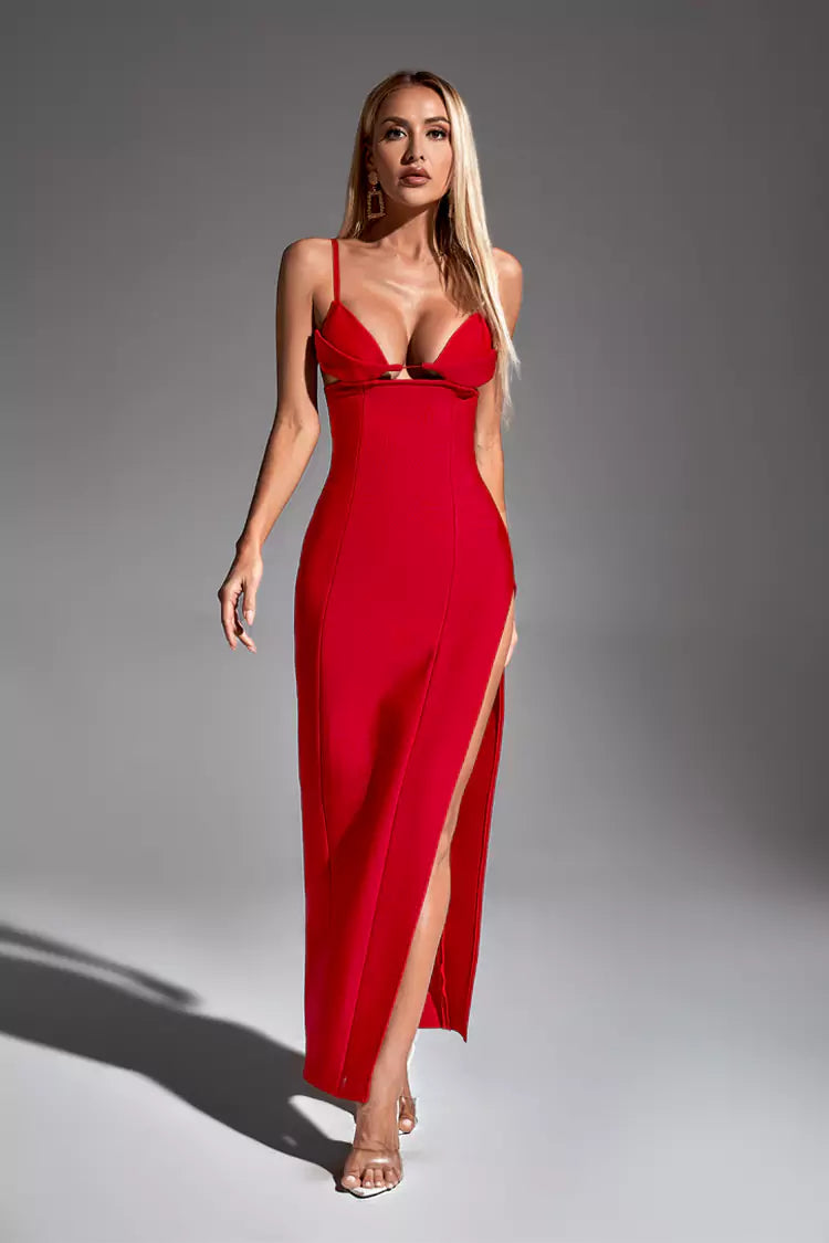 Dakota Red Bandage Maxi Dress-CATCHALL