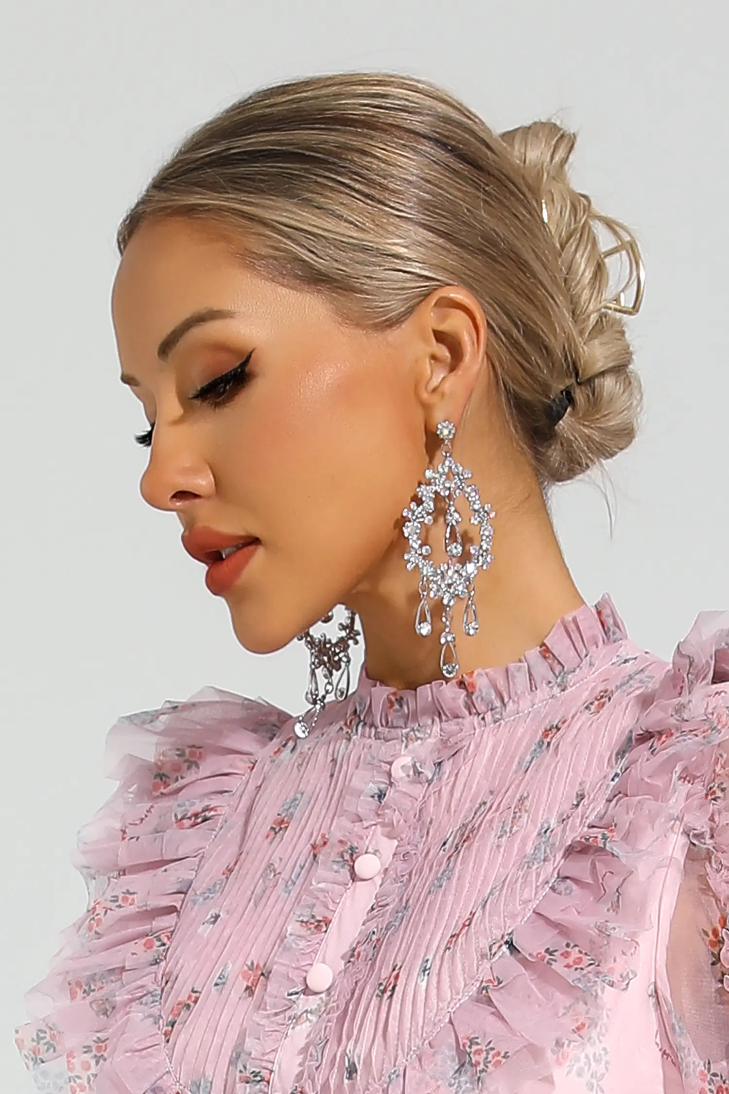 Dana Silver Diamond Earrings-CATCHALL