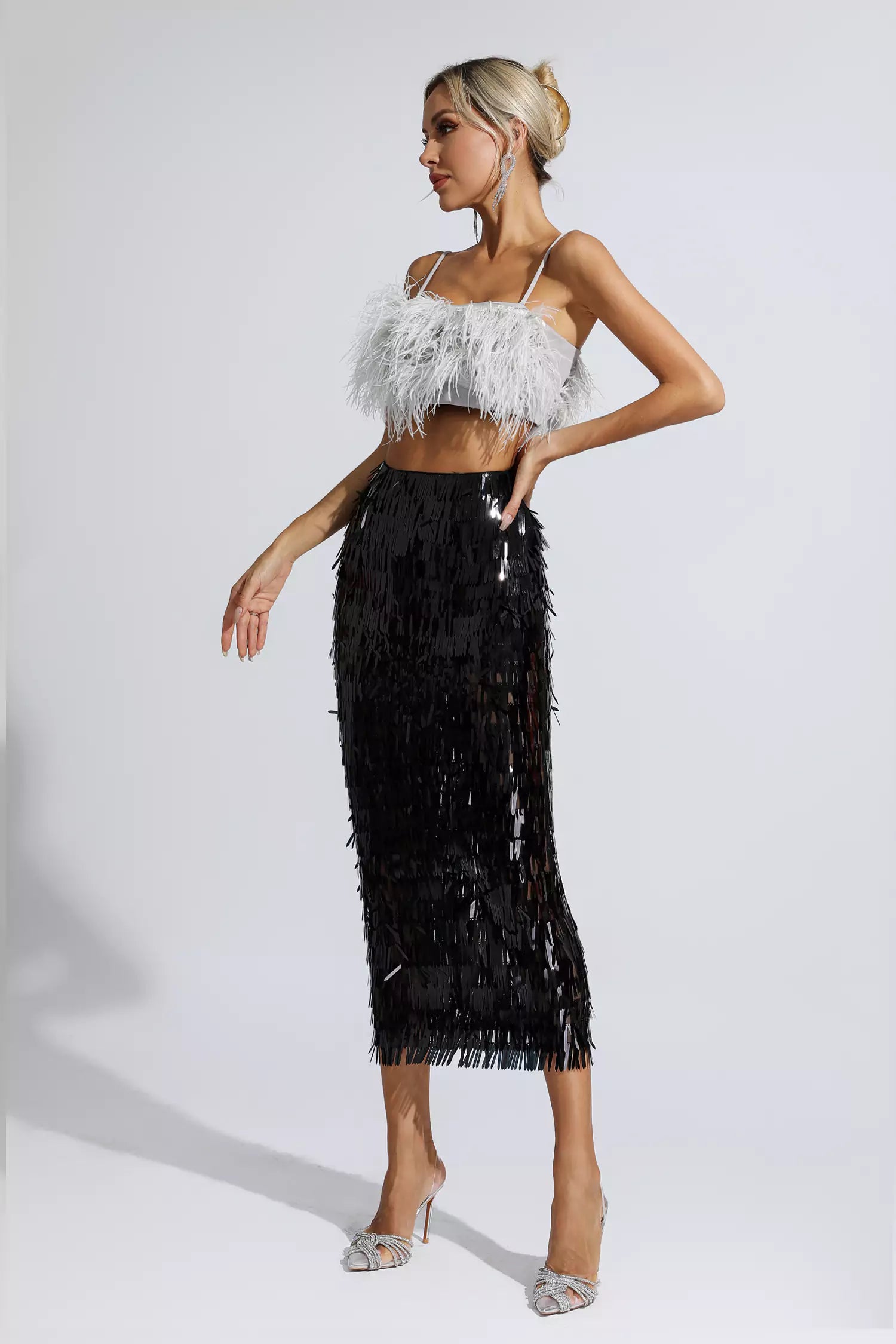 Sequin Set Two Piece Set Feather Set