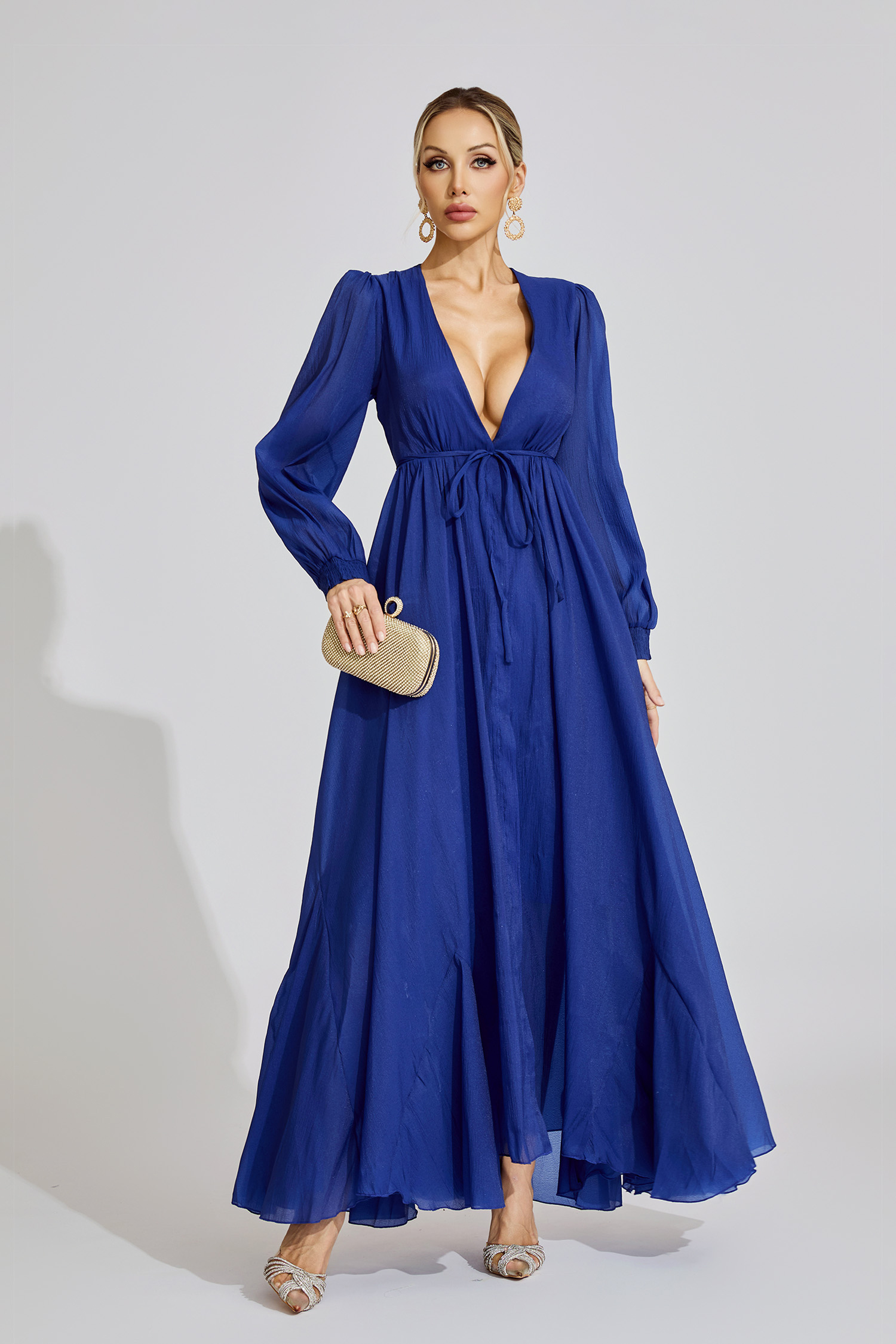 Daphne Dark Blue Ruched Dress