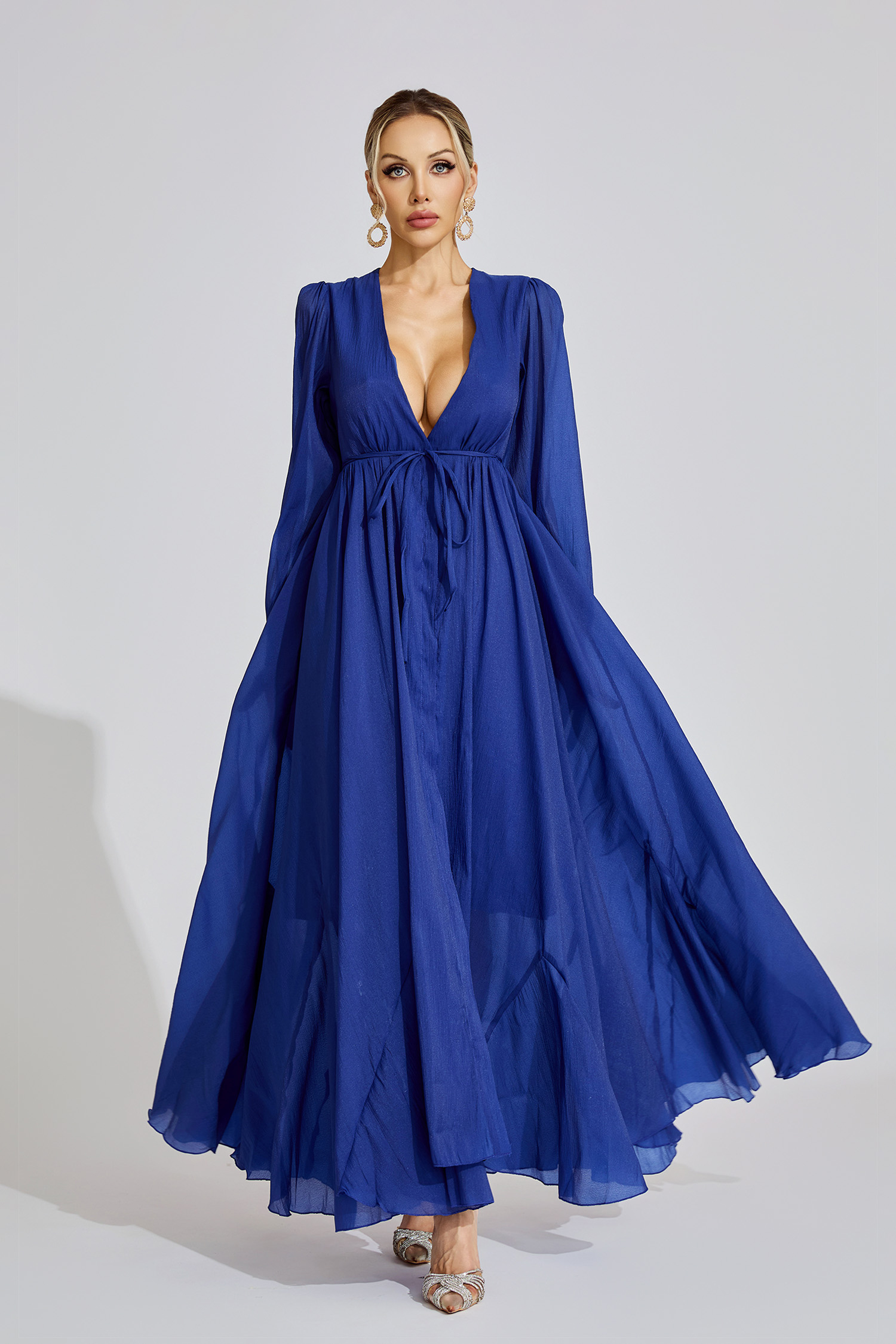 Daphne Dark Blue Ruched Dress