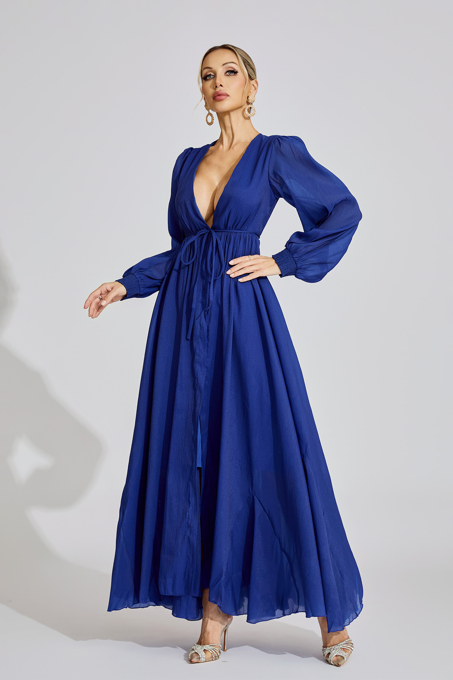 Daphne Dark Blue Ruched Dress