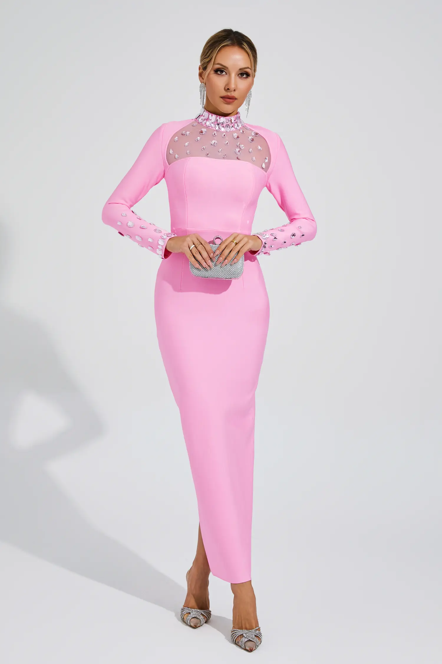 Darren Pink Diamond Bandage Dress-CATCHALL