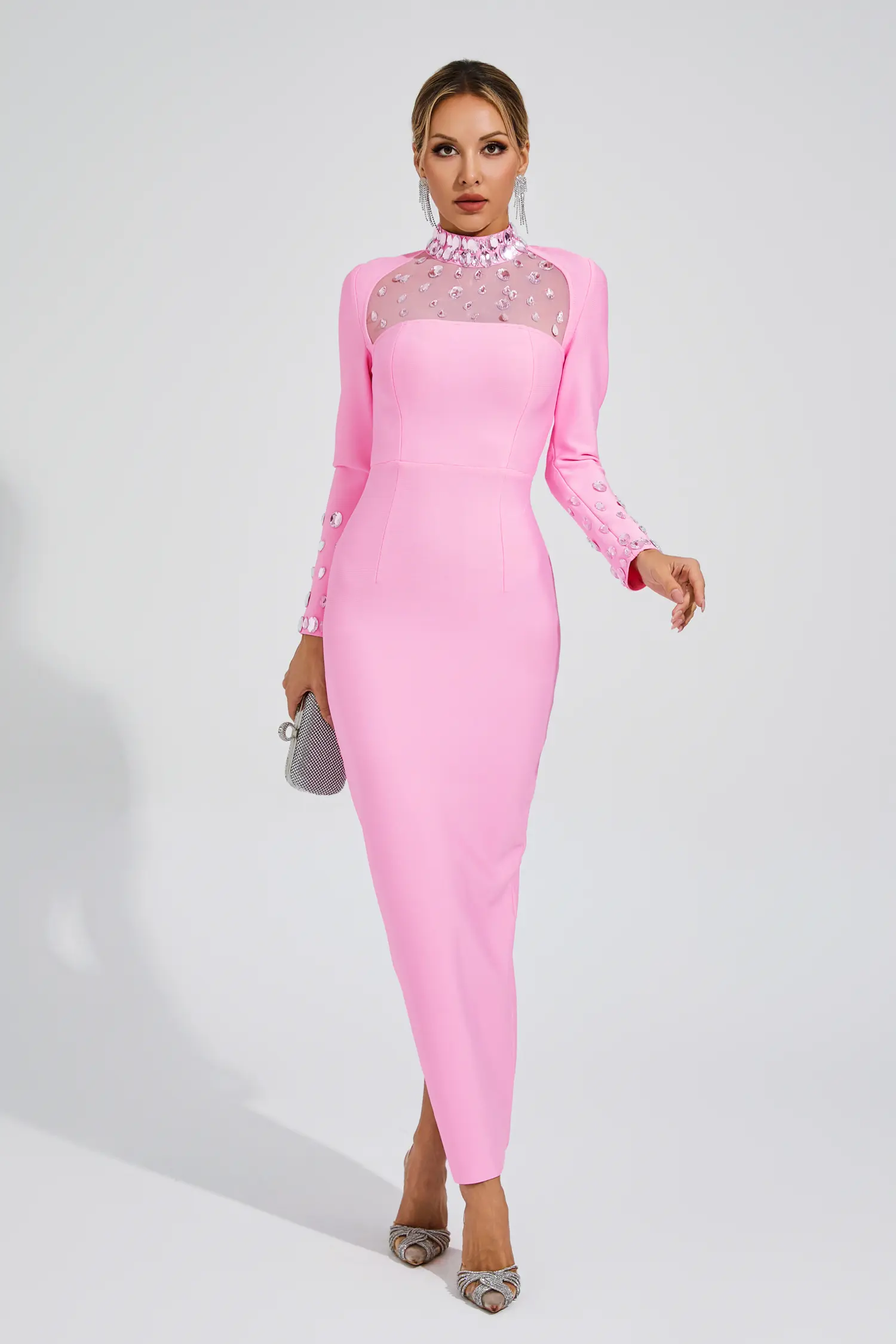 Darren Pink Diamond Bandage Dress-CATCHALL