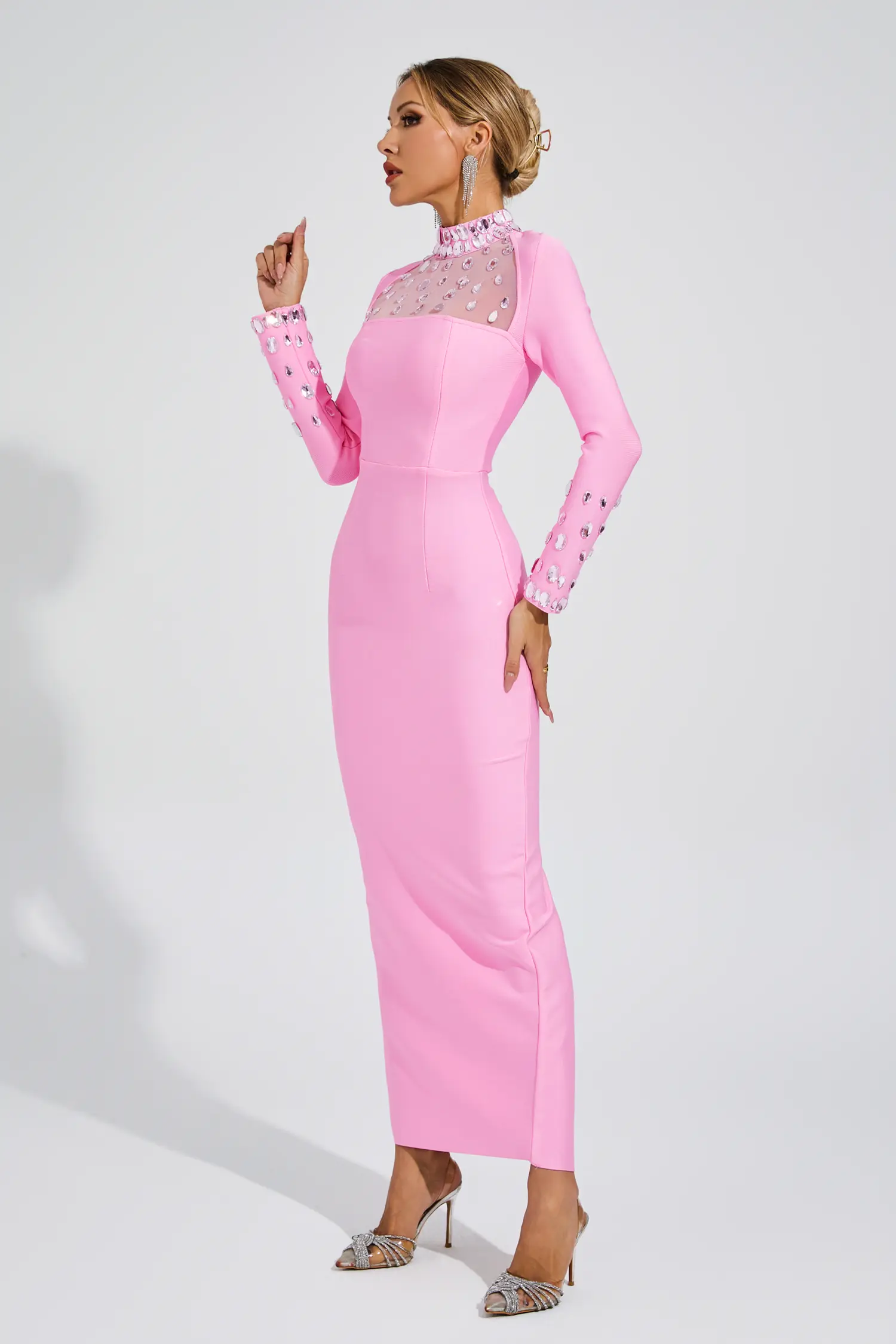 Darren Pink Diamond Bandage Dress-CATCHALL
