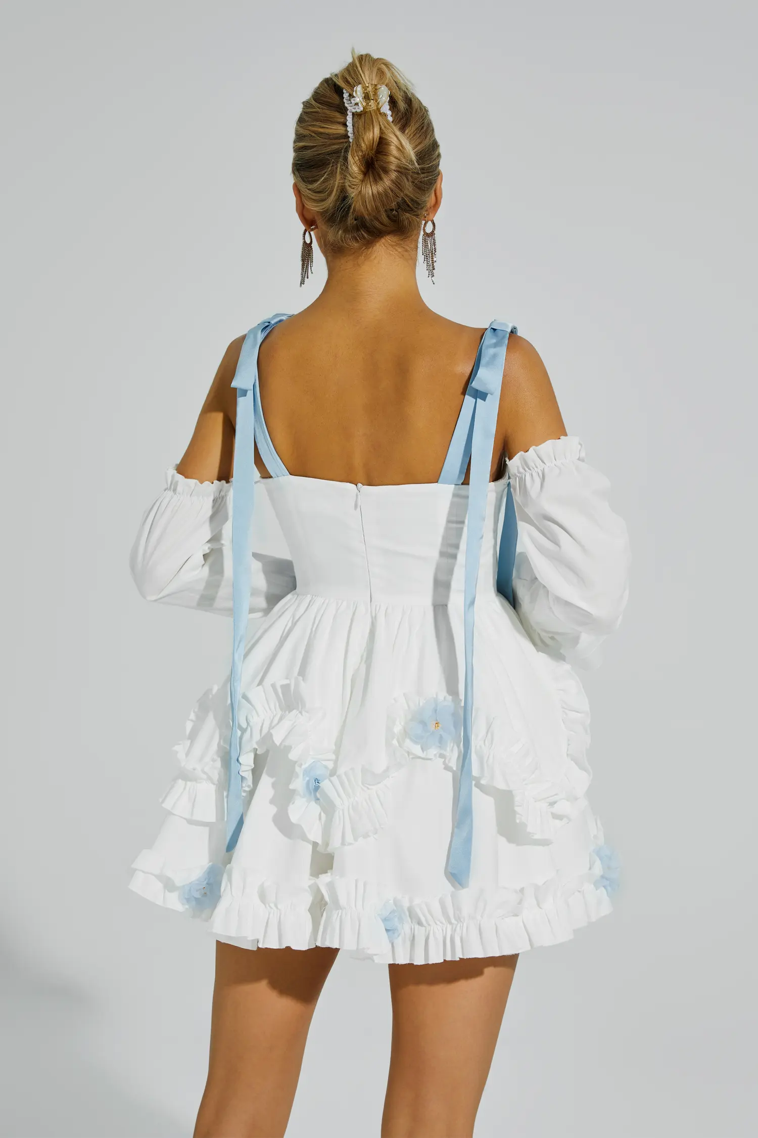 David White Ruched Mini Slip Dress-CATCHALL