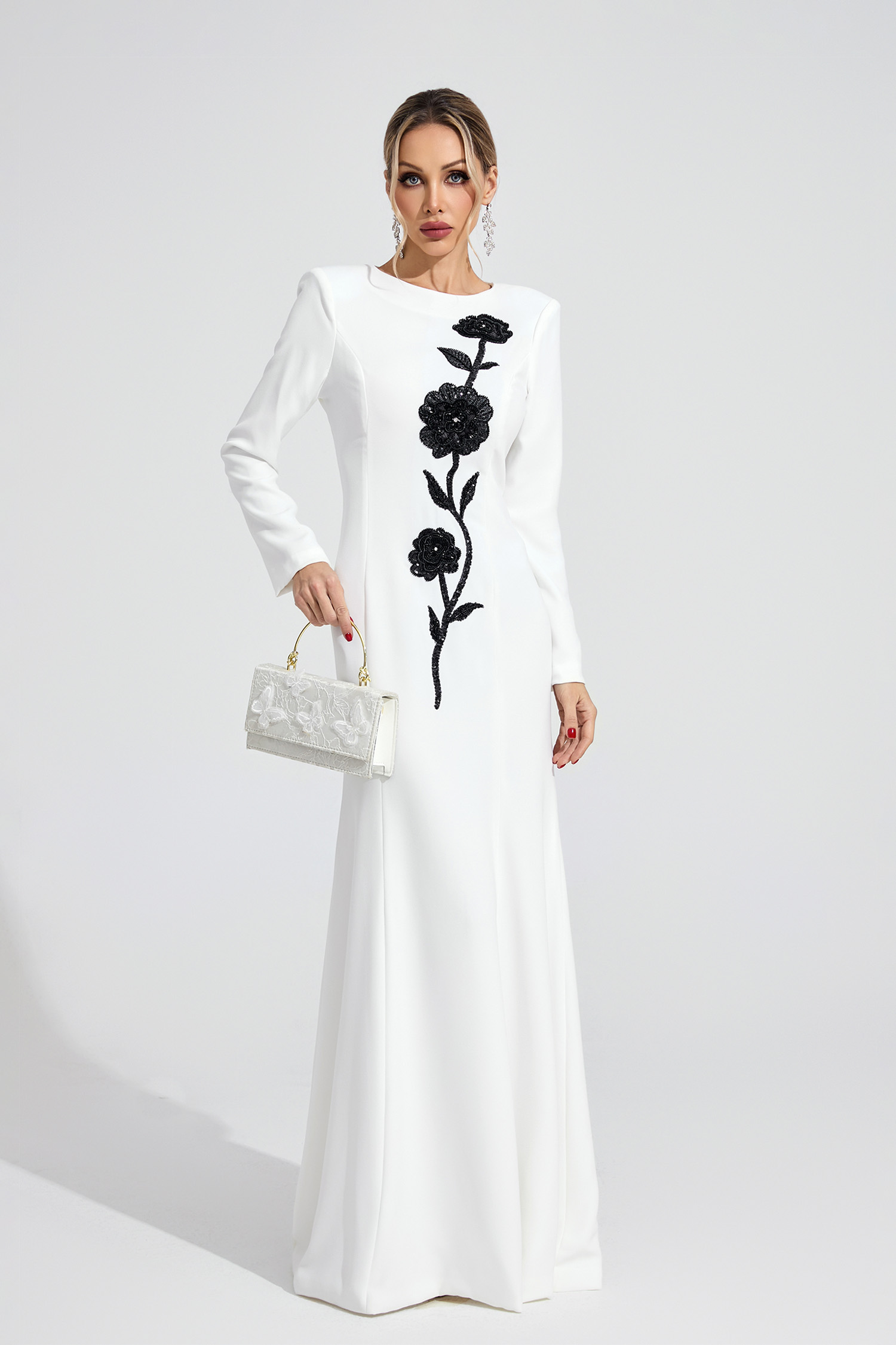 Delyth White Diamond Maxi Dress