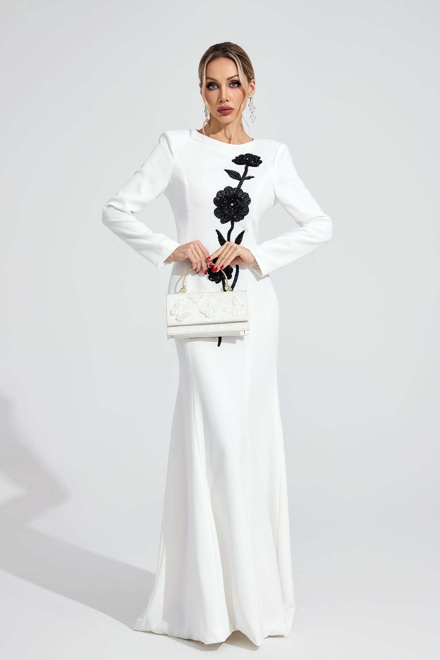 Delyth White Diamond Maxi Dress
