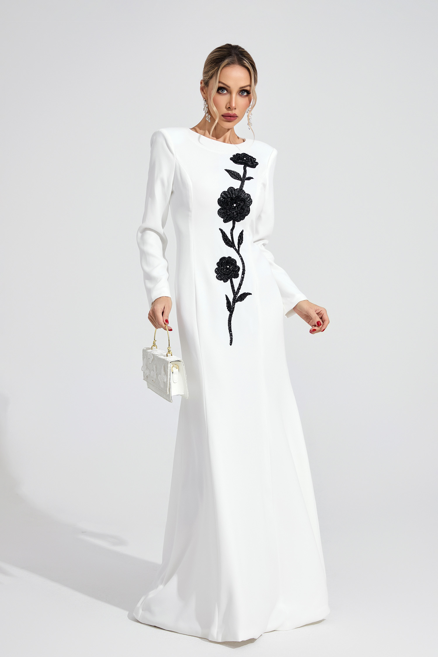 Delyth White Diamond Maxi Dress