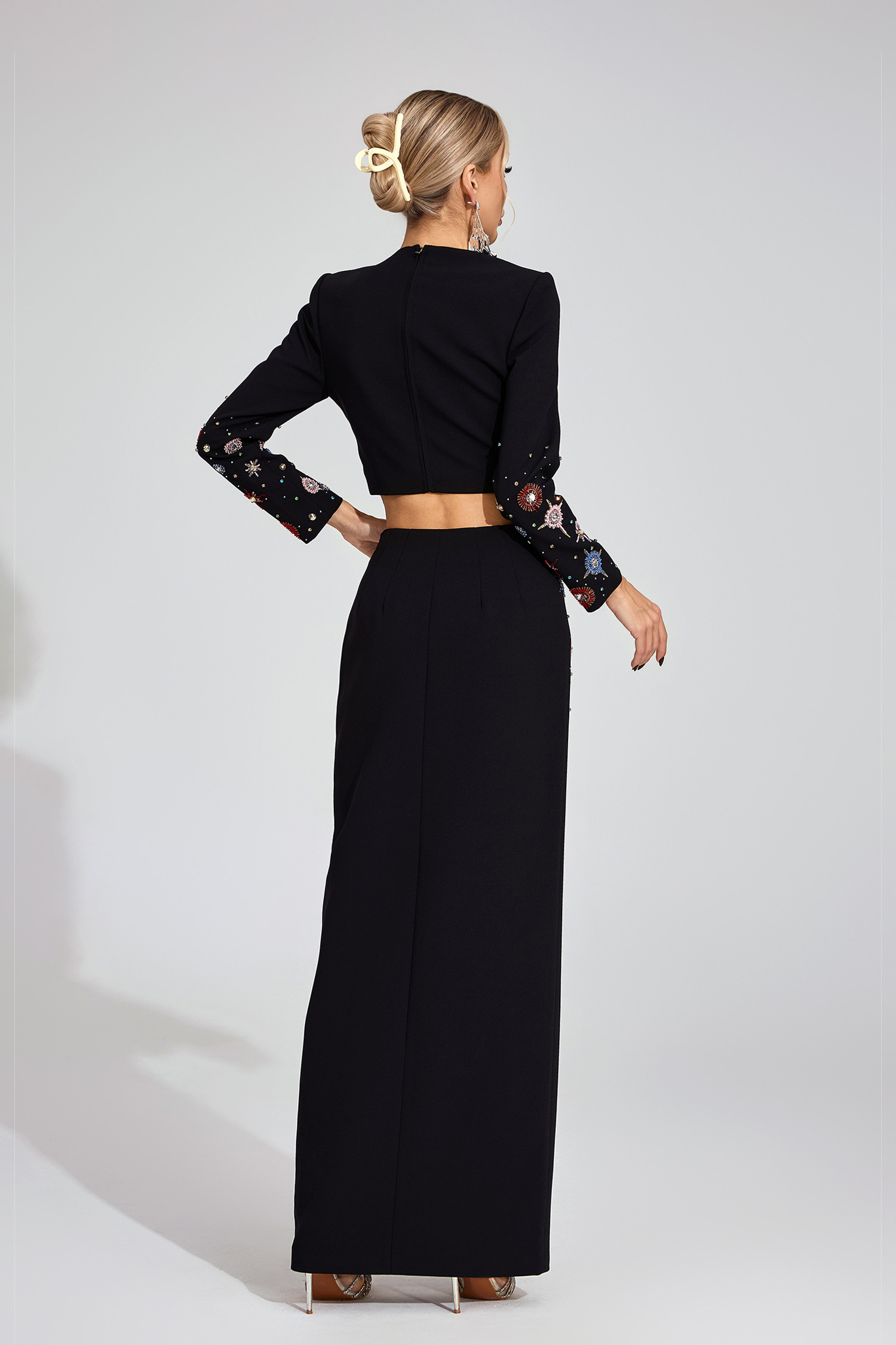 Demelza Black Diamond Halter Maxi Dress