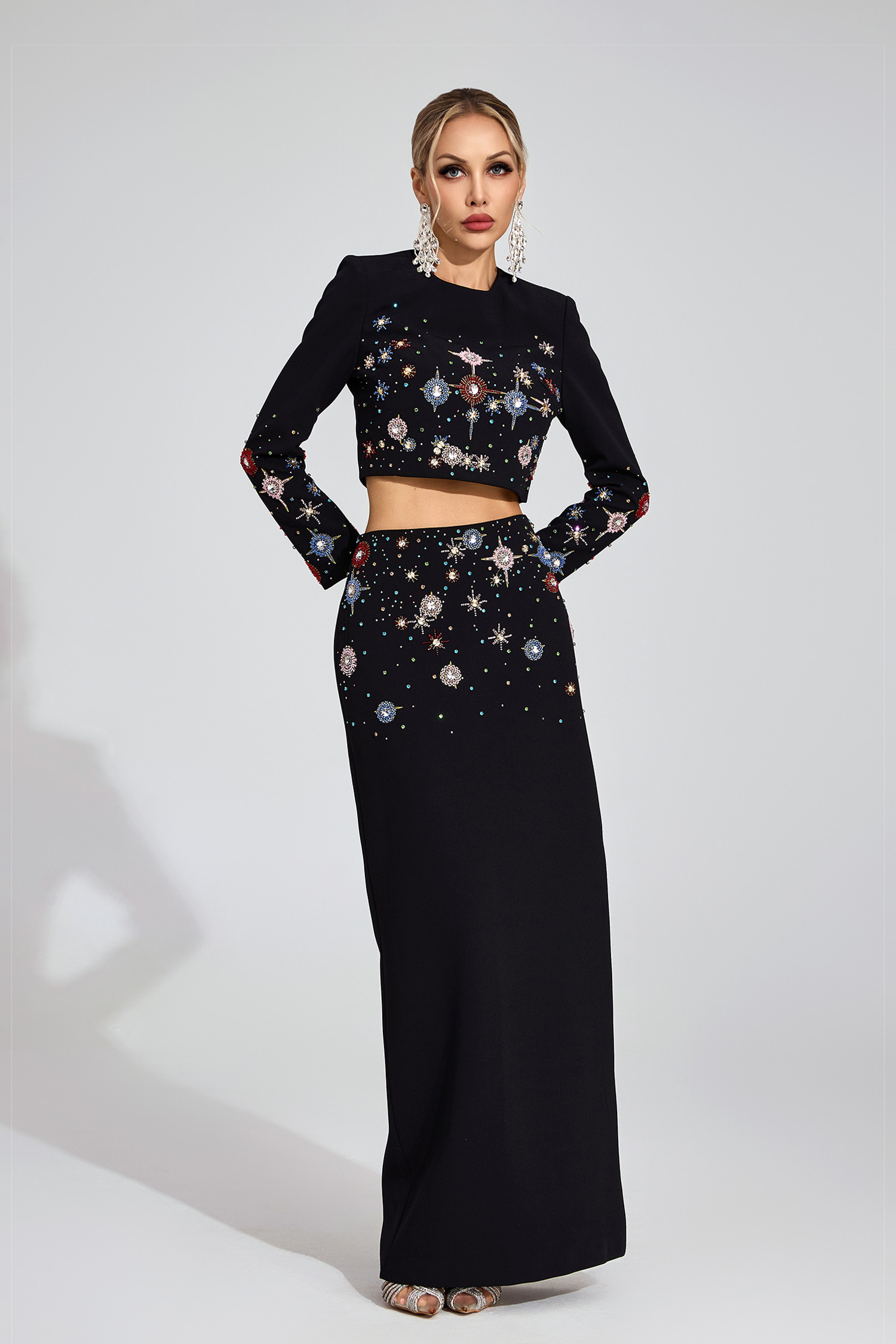 Demelza Black Diamond Halter Maxi Dress