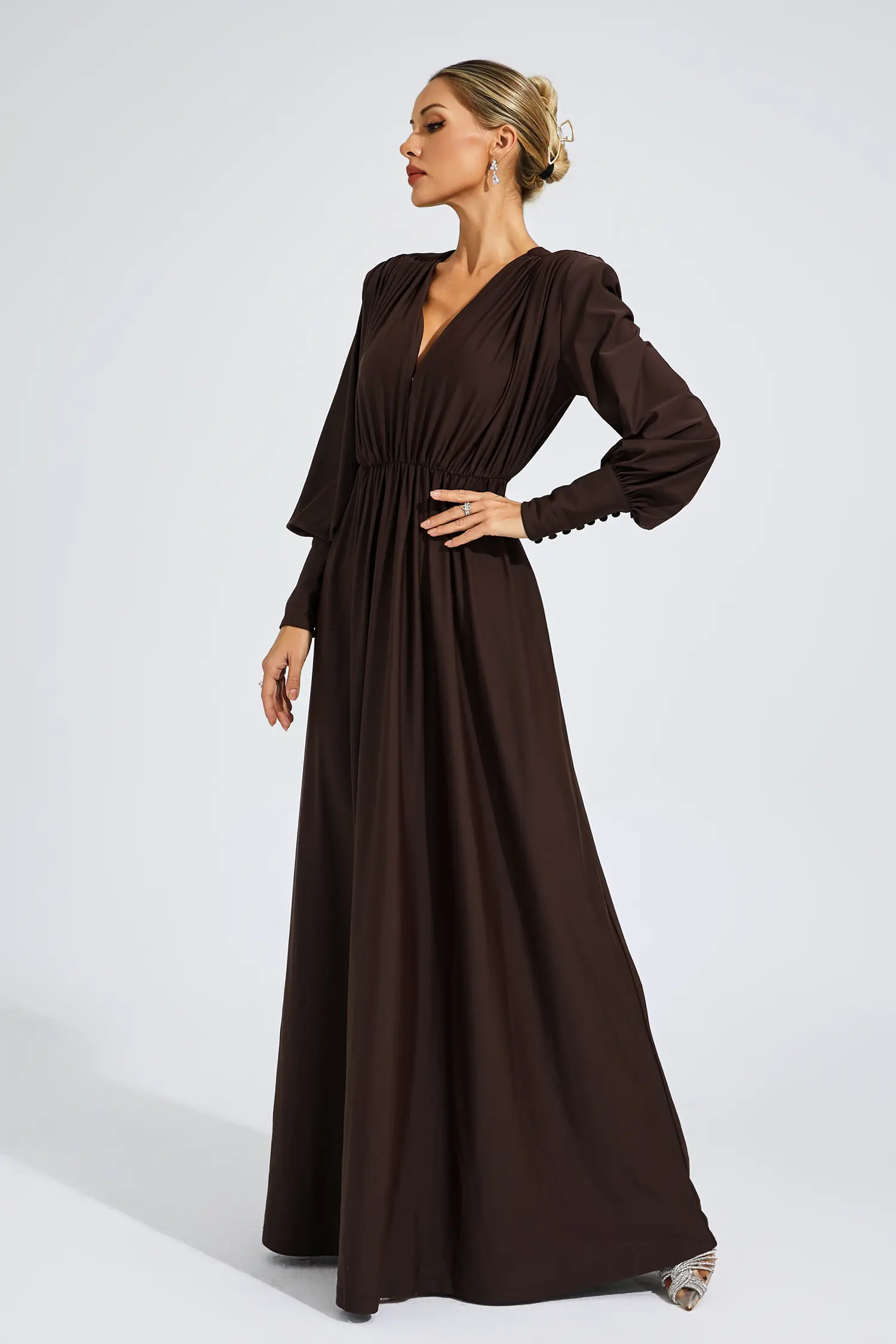 Dickey Brown Corseted Maxi Dress-CATCHALL