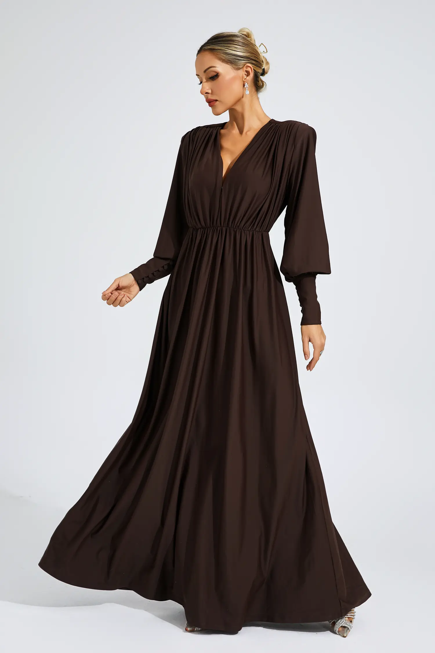 Dickey Brown Corseted Maxi Dress-CATCHALL