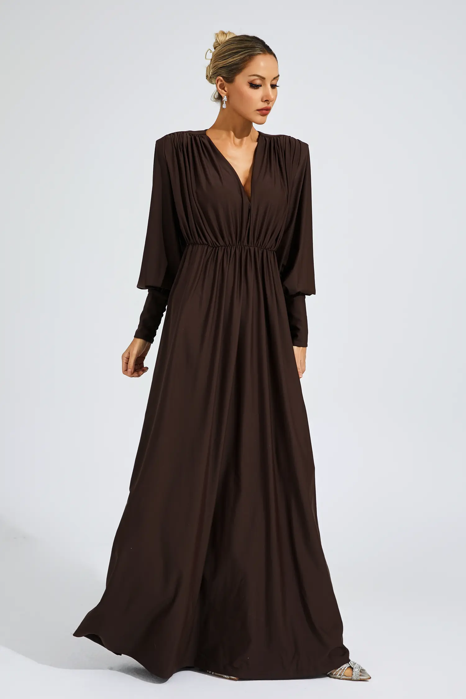 Dickey Brown Corseted Maxi Dress-CATCHALL