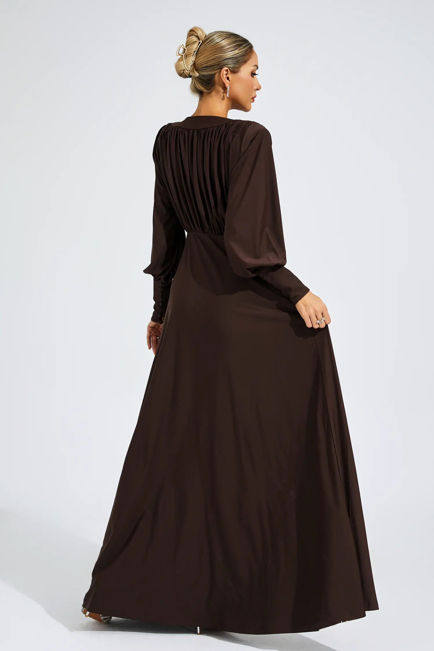 Dickey Brown Corseted Maxi Dress-CATCHALL