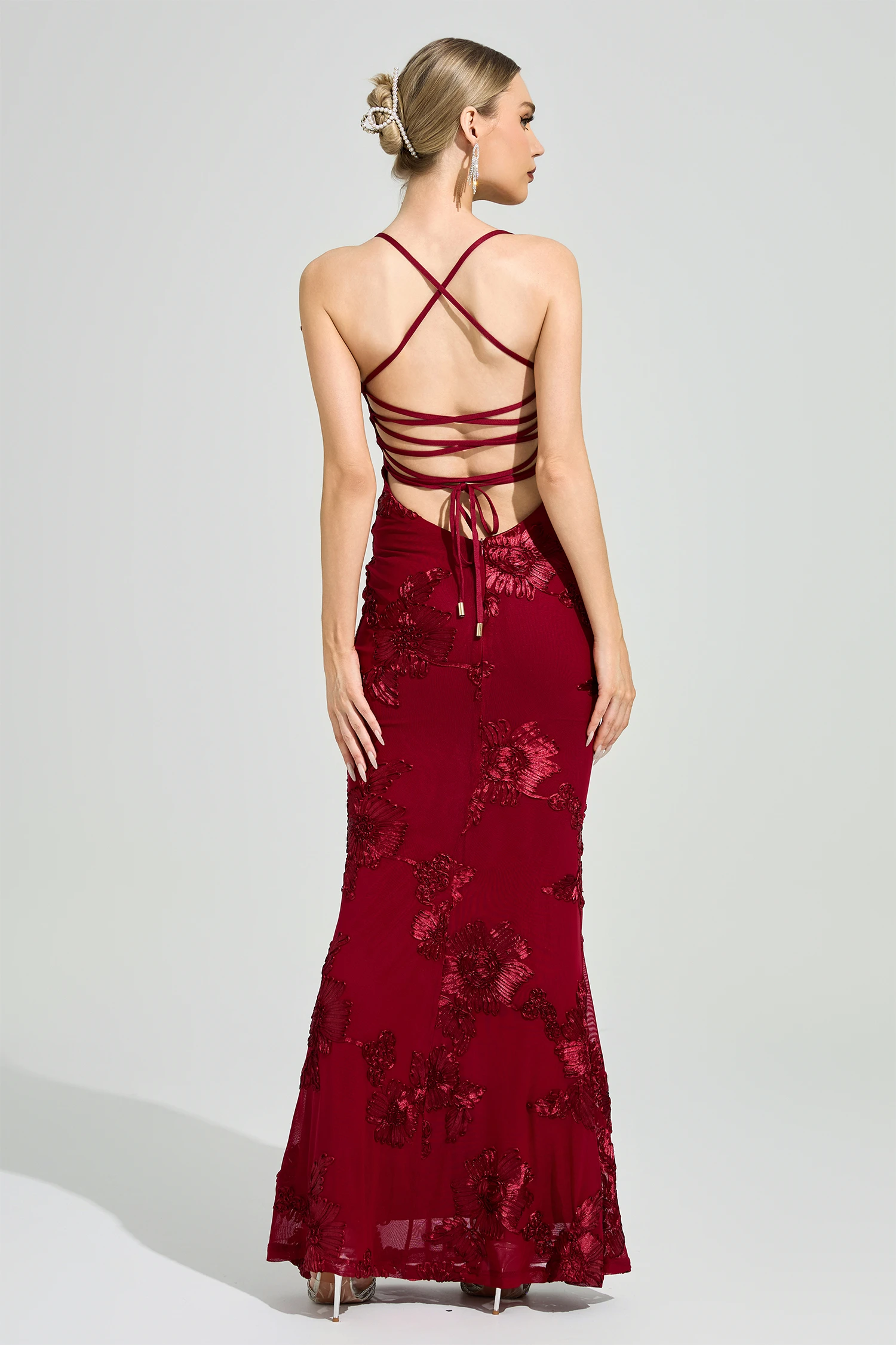 Dickinson Red Backless Bandage Dress