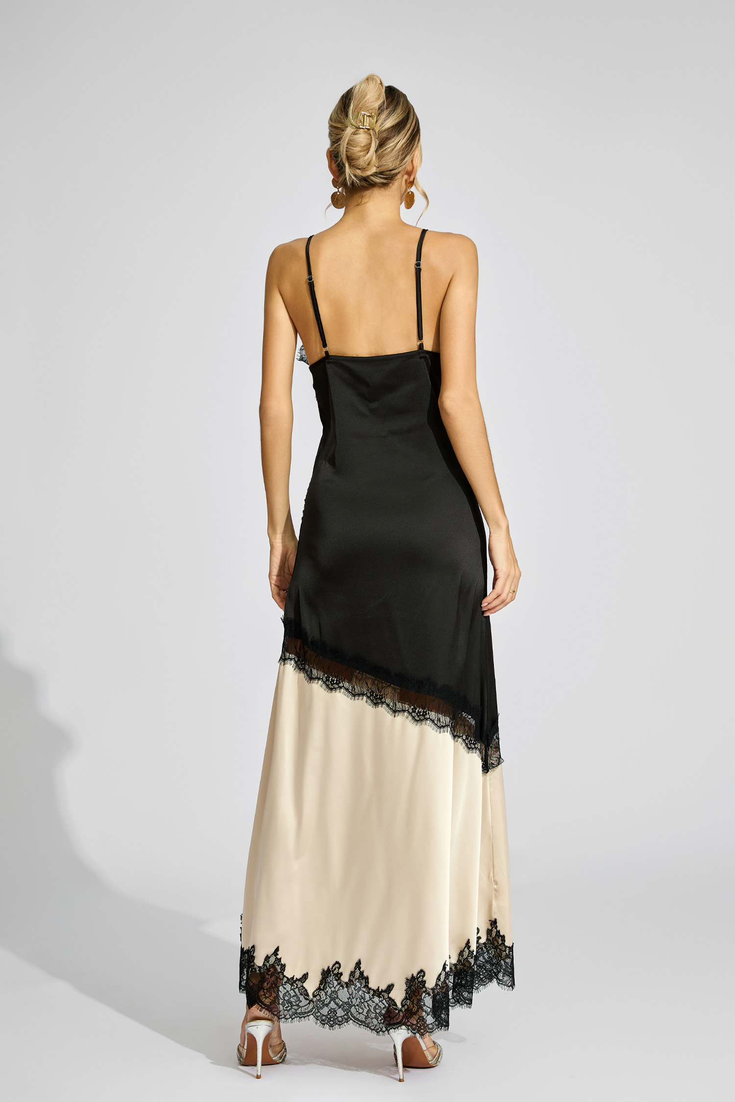 Dolly Black Beige Contrast Lace Dress