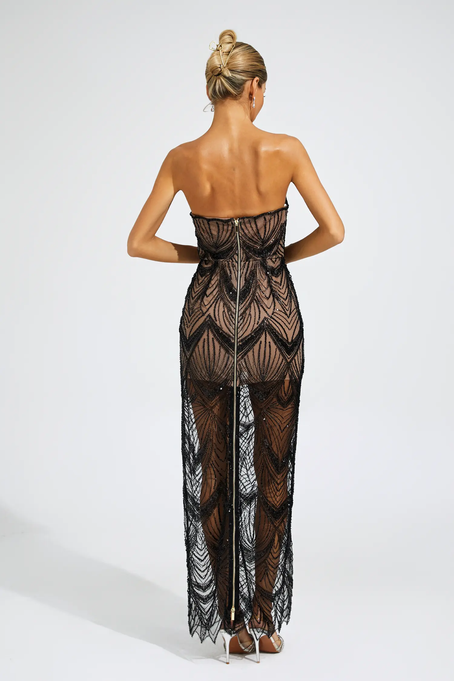 Donahue Black Sequins Off Shoulder Dress-CATCHALL