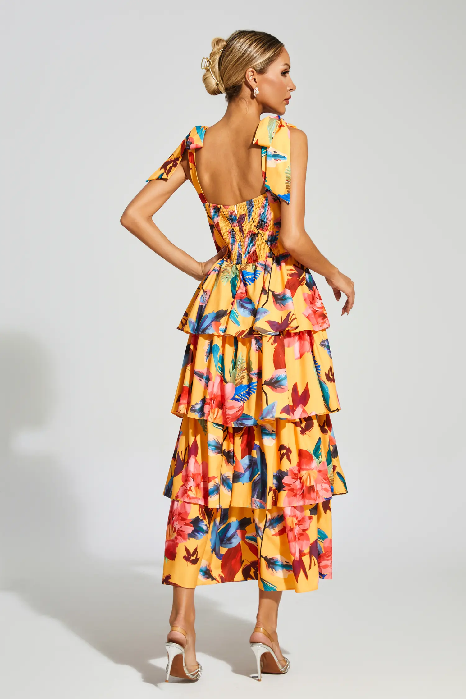 Donne Floral Tiered Slip Dress-CATCHALL