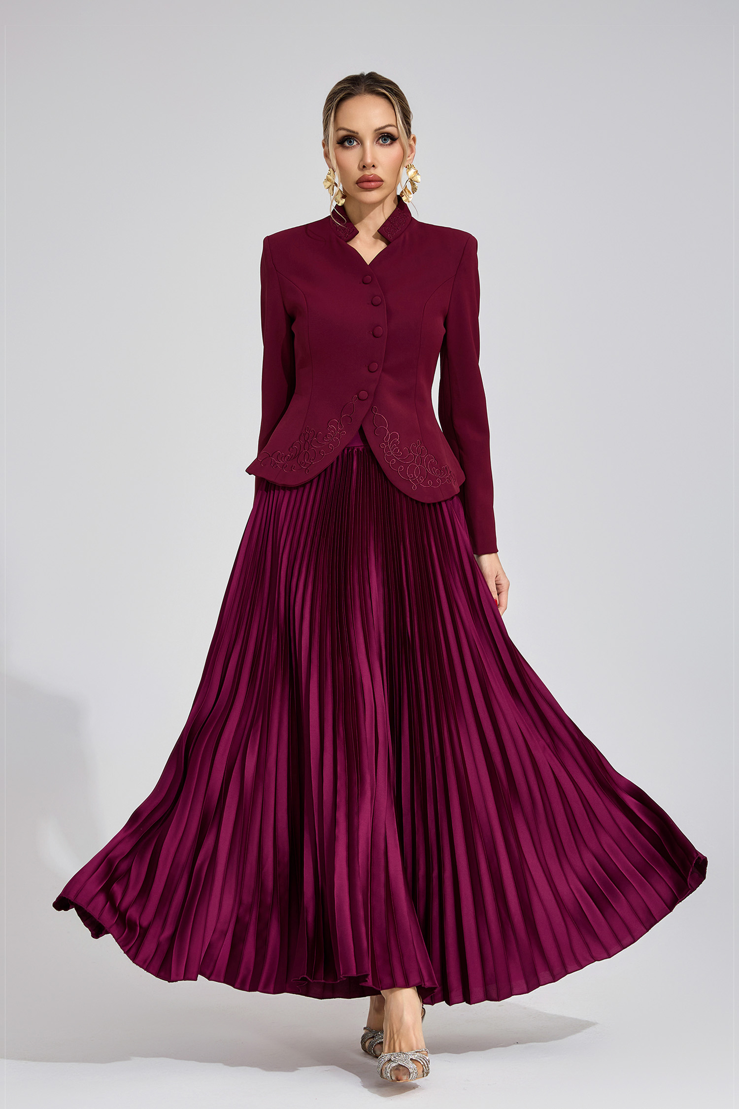 Dorothea Red Embroidered Suit