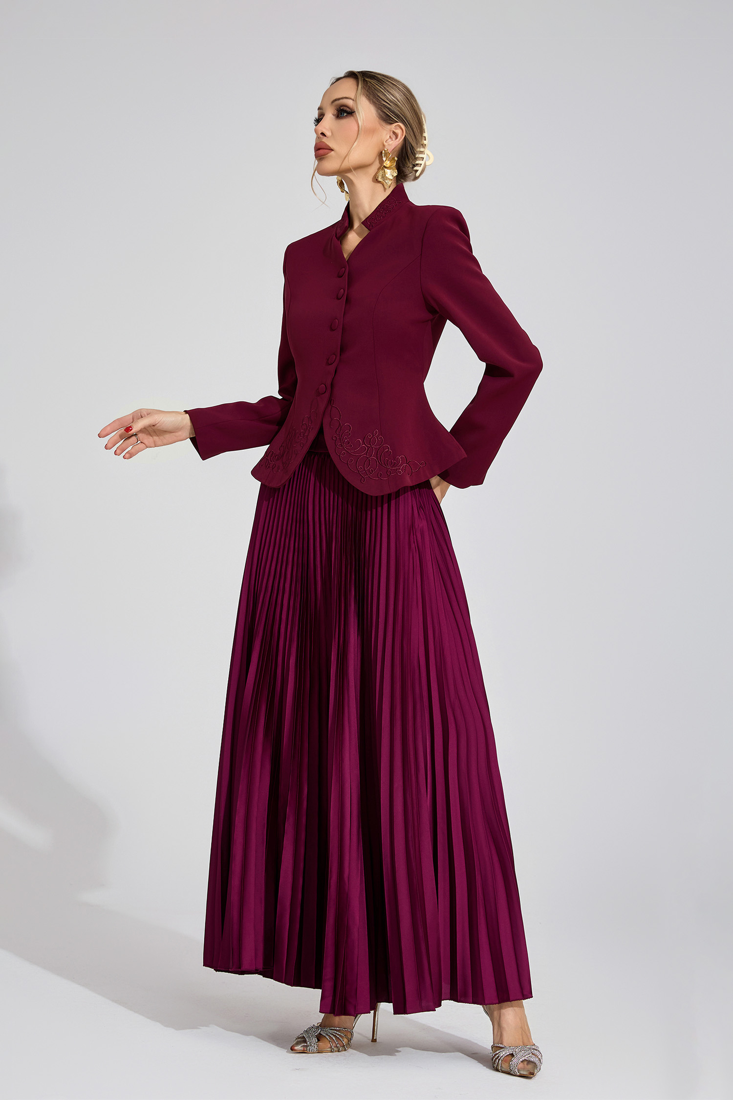 Dorothea Red Embroidered Suit