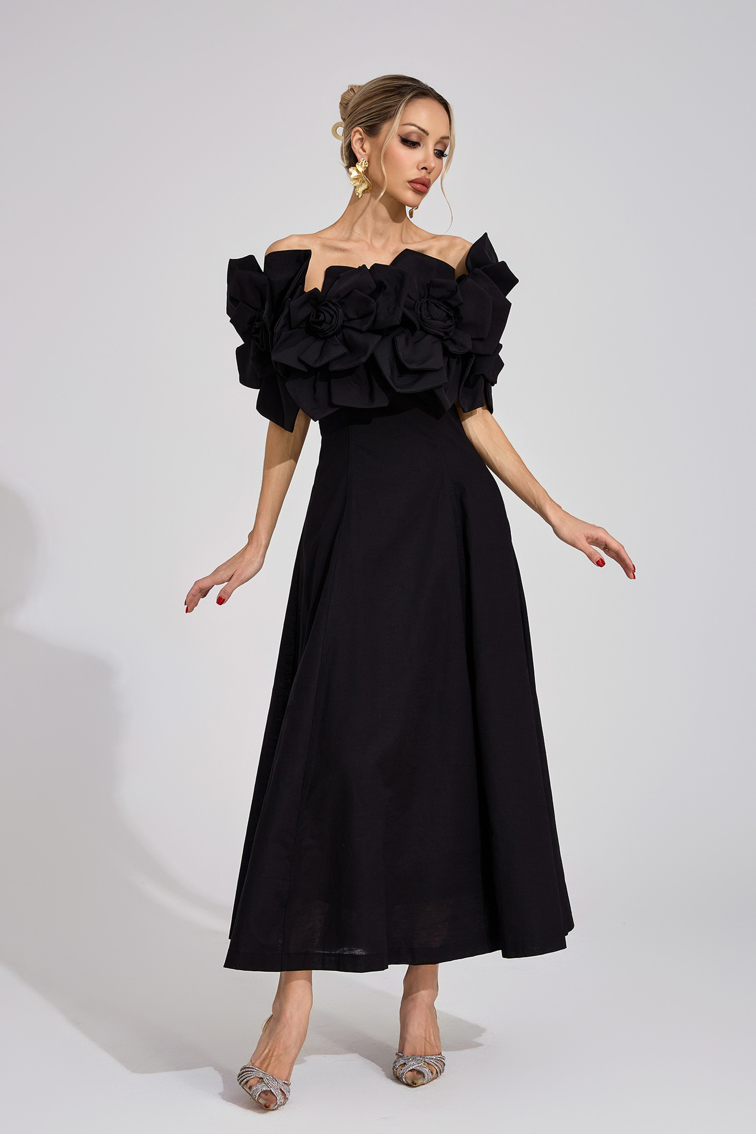 Dove Black Floral Maxi Dress