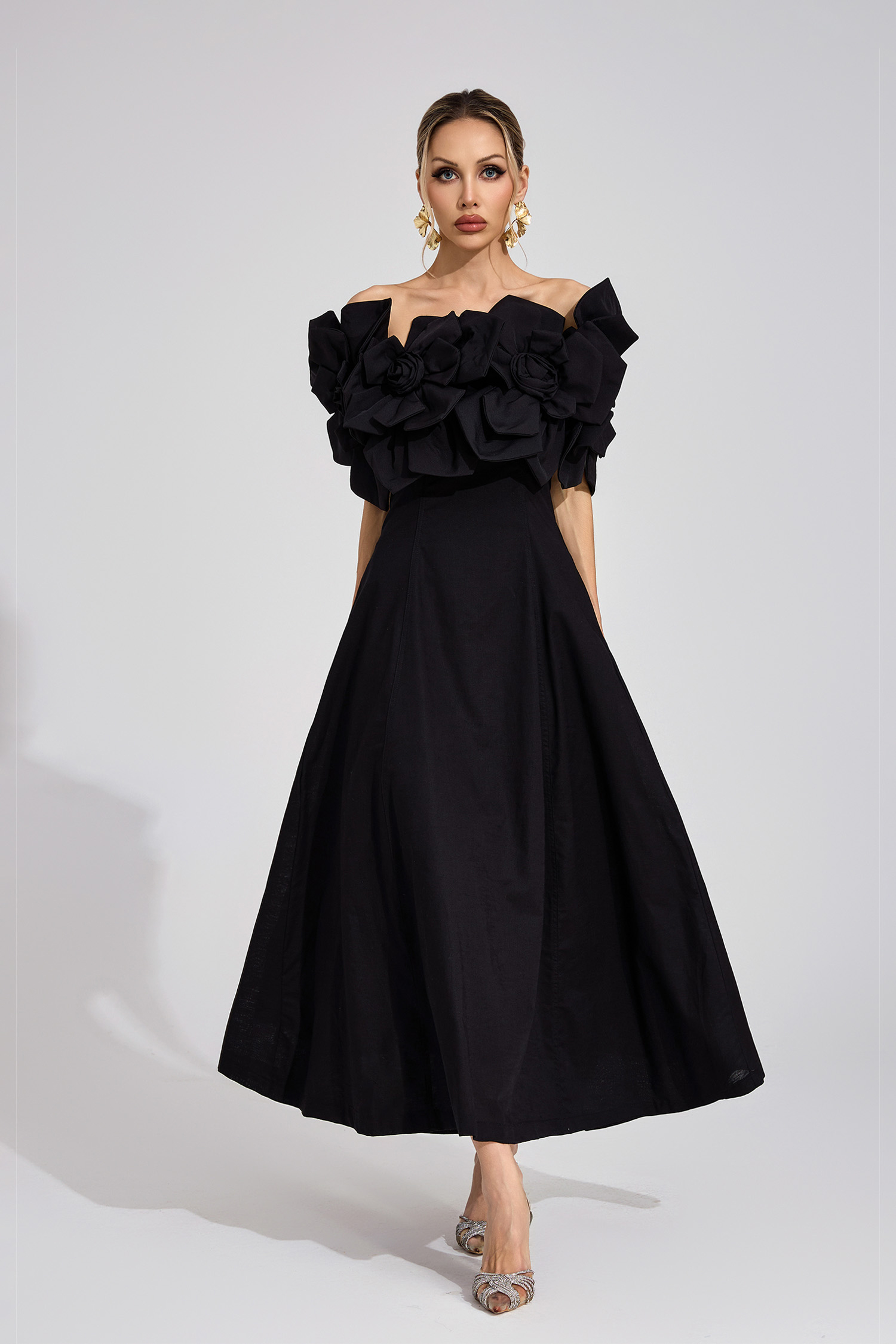 Dove Black Floral Maxi Dress