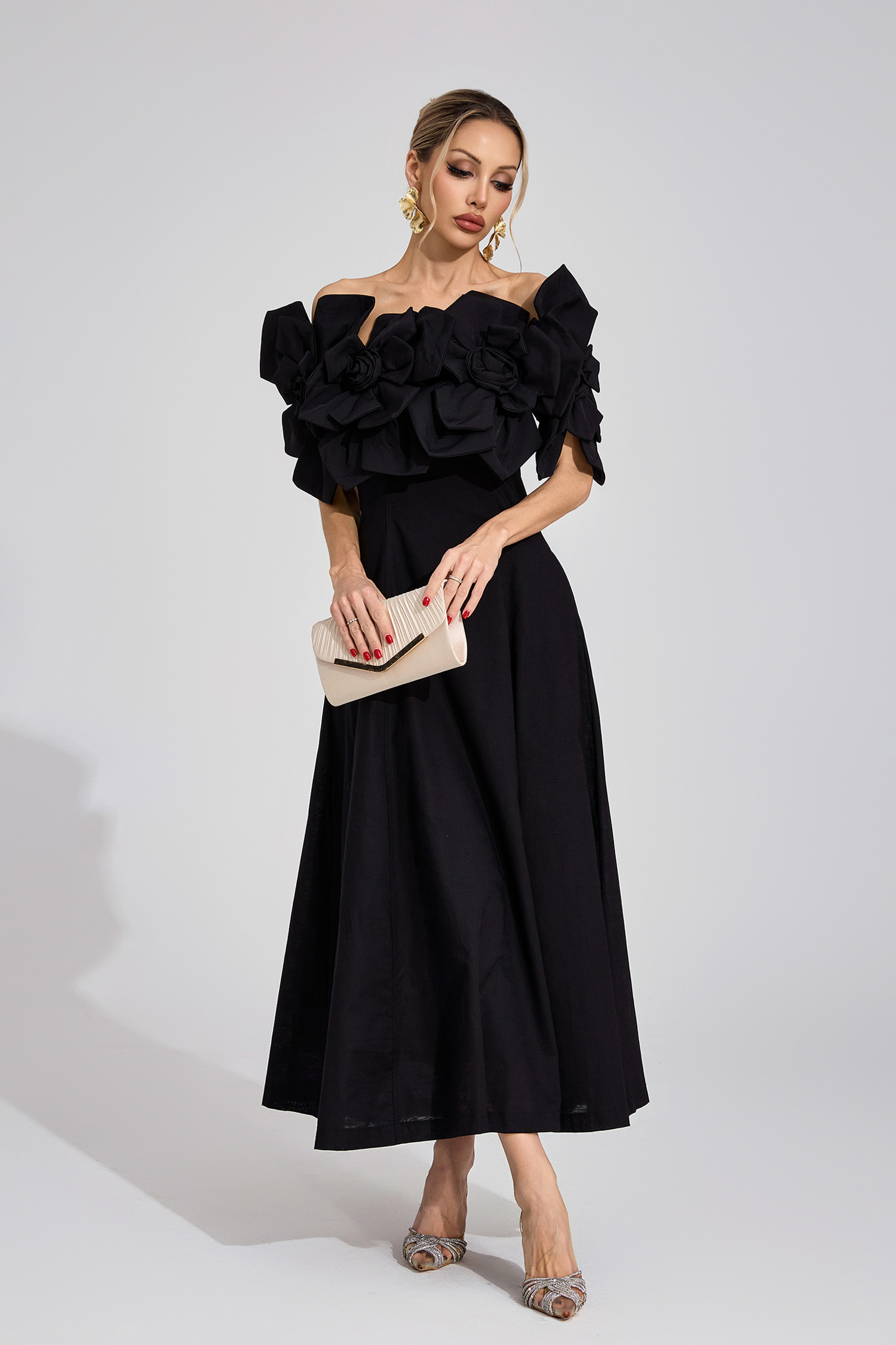 Dove Black Floral Maxi Dress