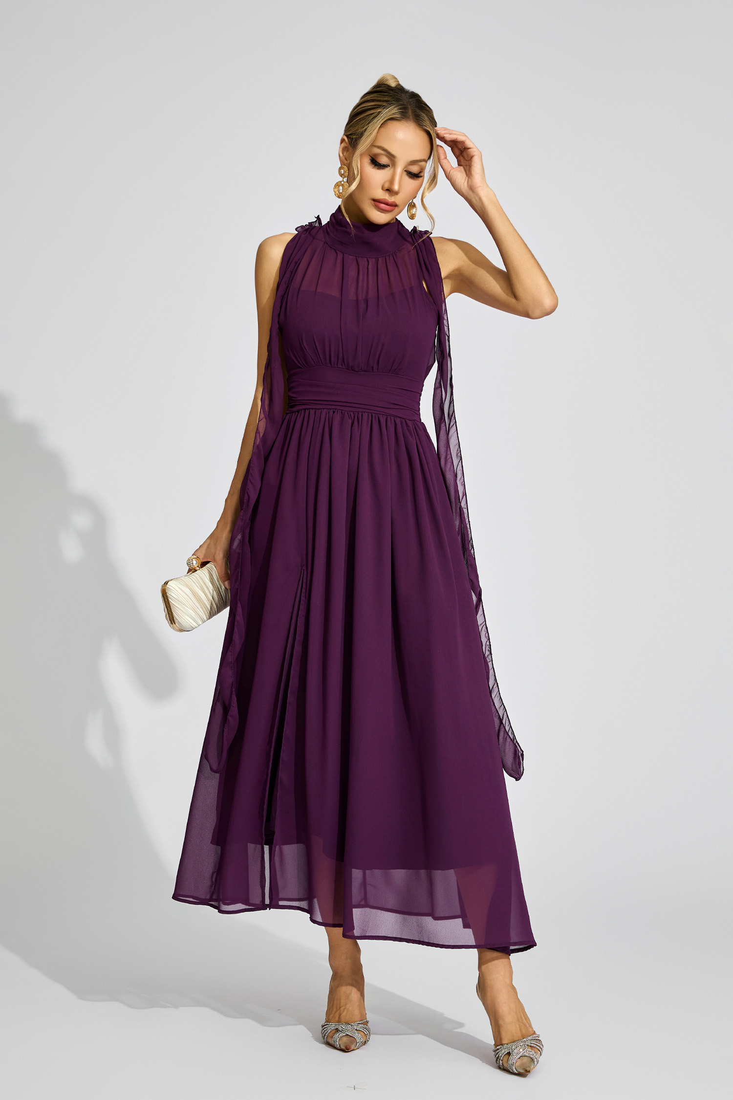 Edie Purple Halter Maxi Dress