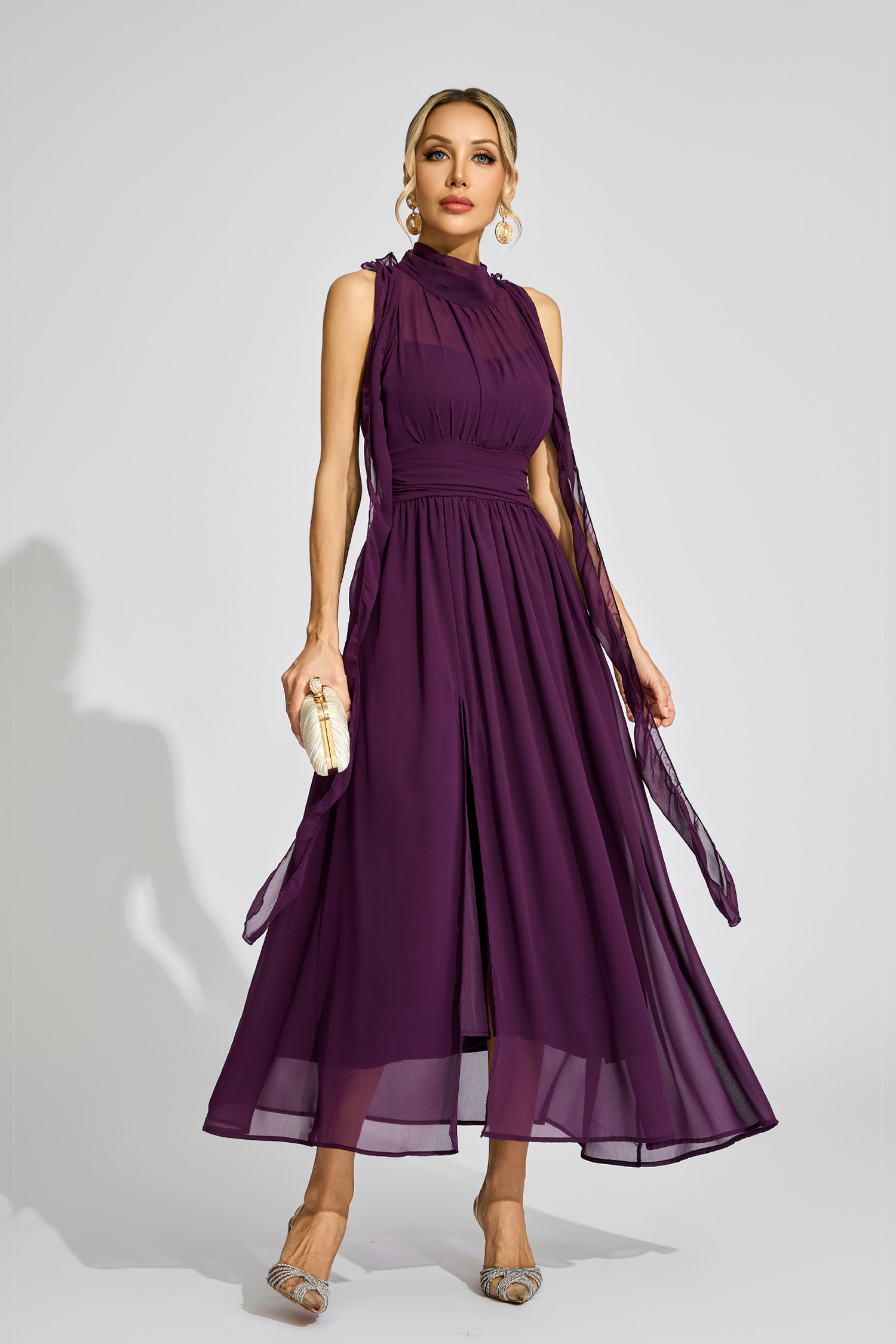 Edie Purple Halter Maxi Dress