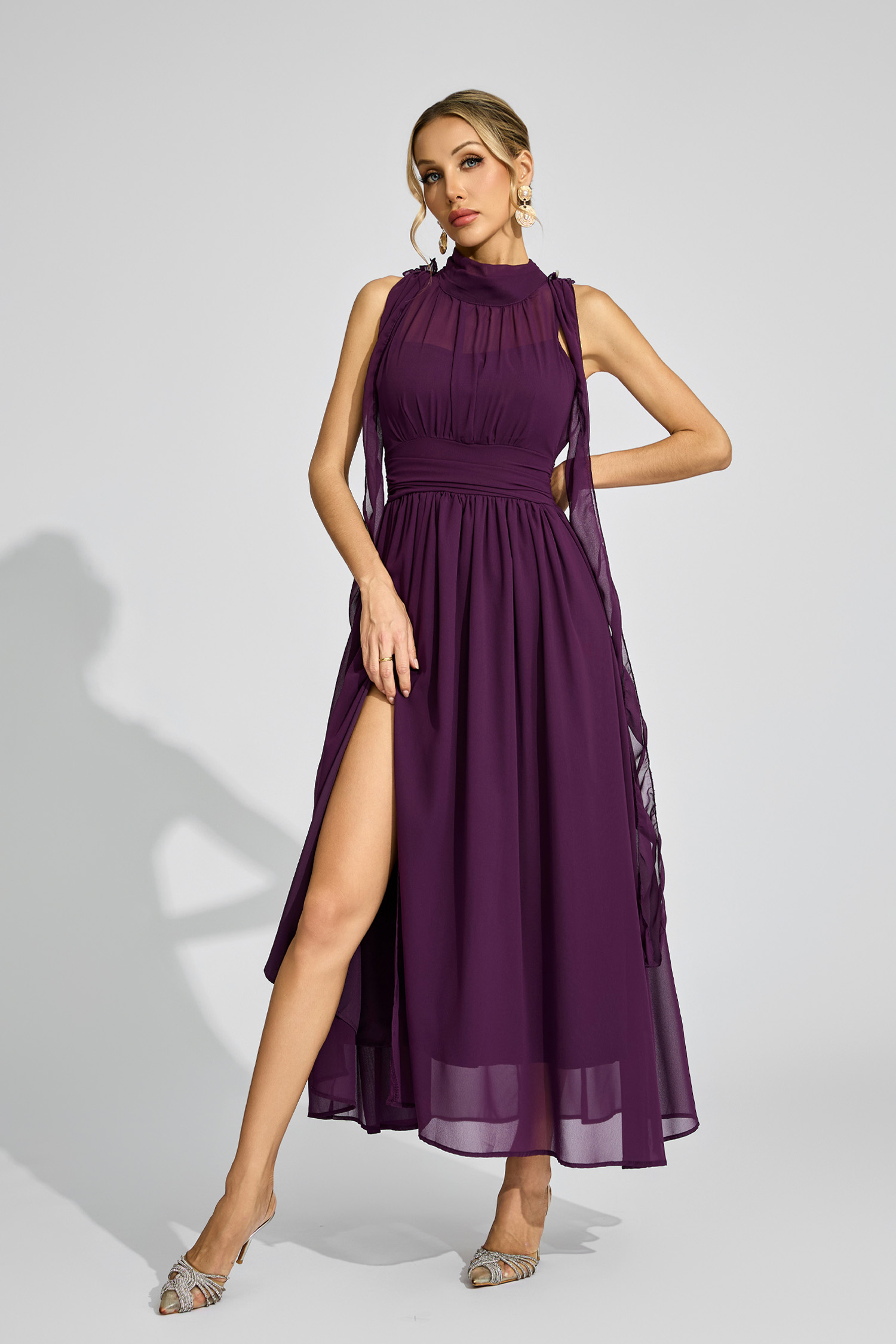 Edie Purple Halter Maxi Dress