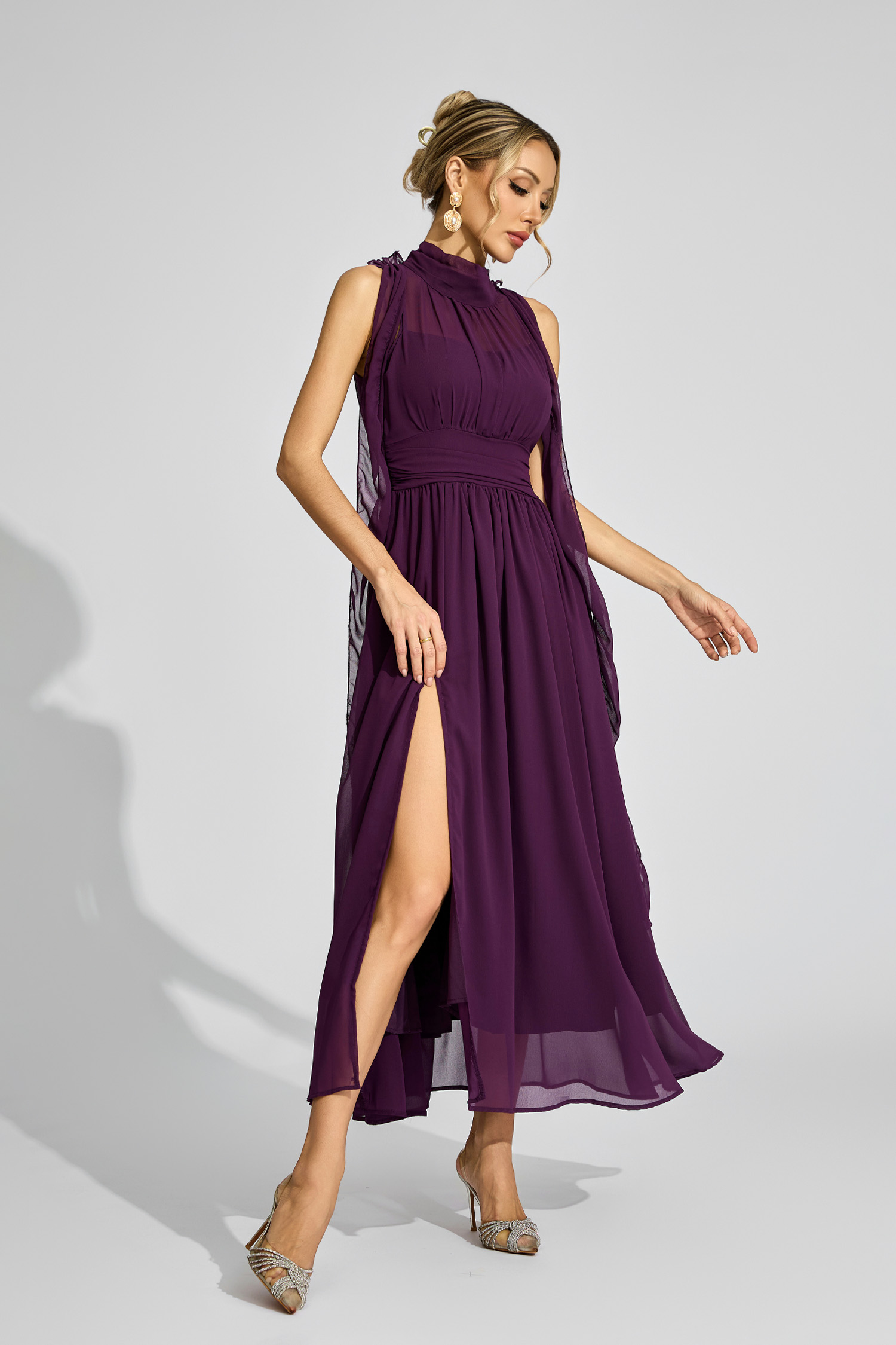 Edie Purple Halter Maxi Dress