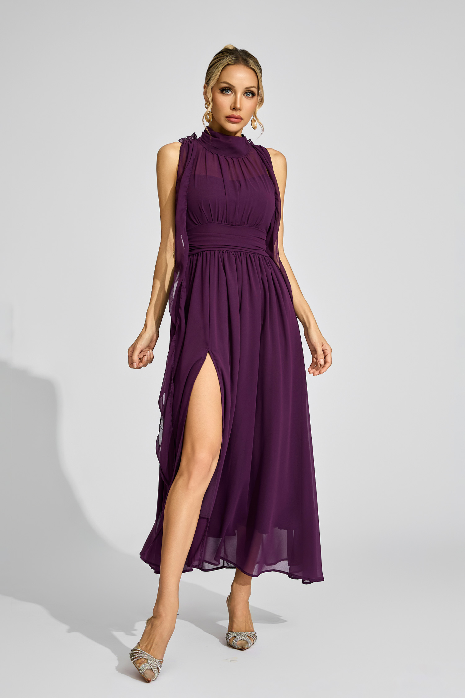 Edie Purple Halter Maxi Dress