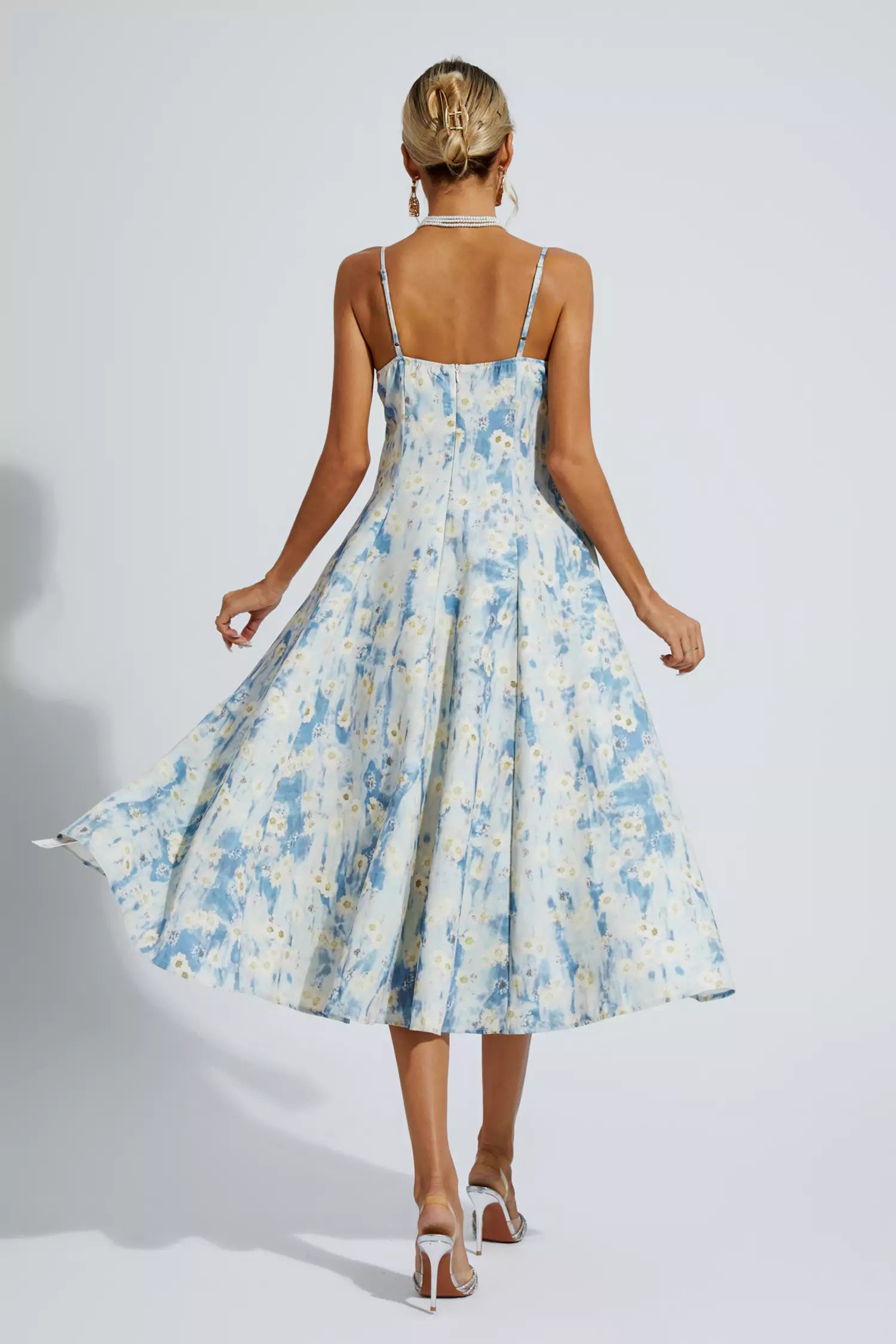 Edith Blue Floral Slip Maxi Dress-CATCHALL