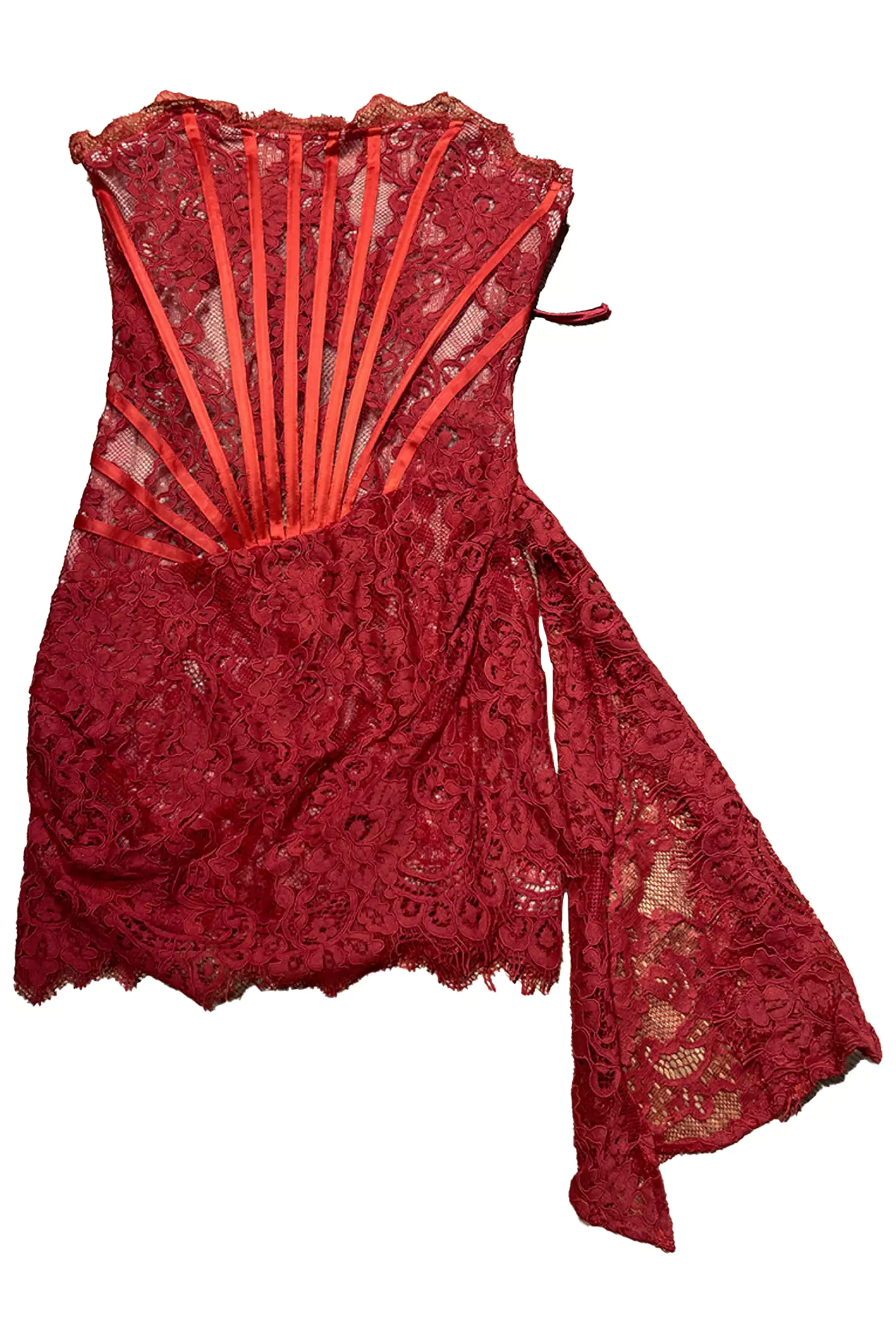 Eileen Red Lace Off Shoulder Mini Dress-CATCHALL